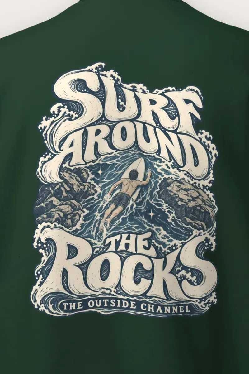 "Surf Around The Rocks" Heavy Blend Unisex Crewneck Sweatshirt - the graphic up close