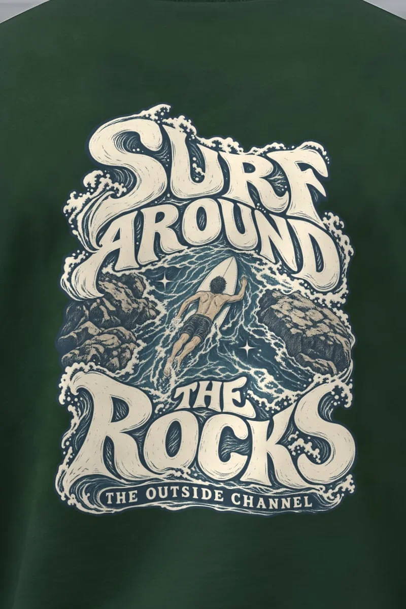"Surf Around The Rocks" 1 Crewneck Sweatshirt - the graphic up close