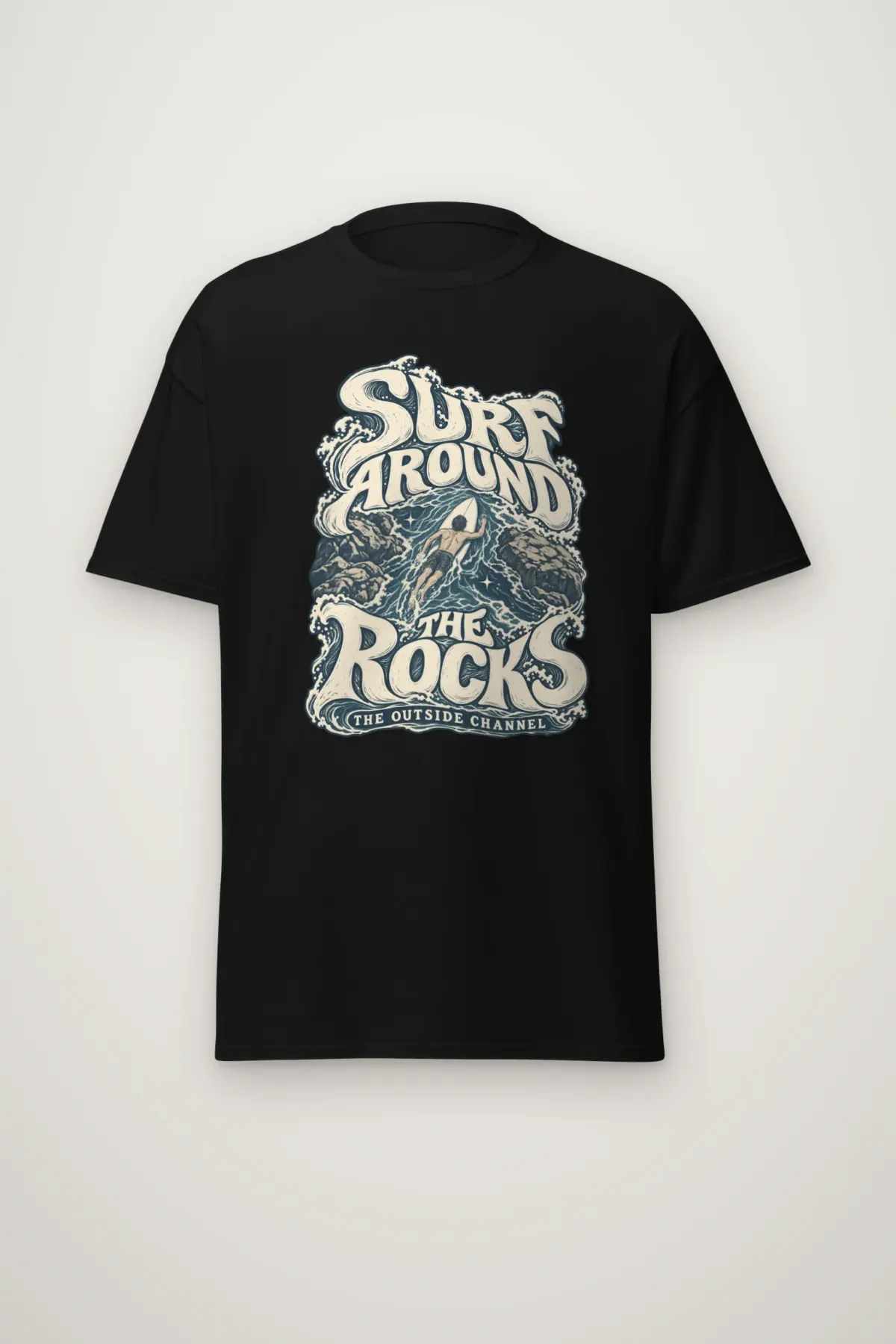 "Surf Around the Rocks" Heavyweight Unisex Crewneck T-shirt