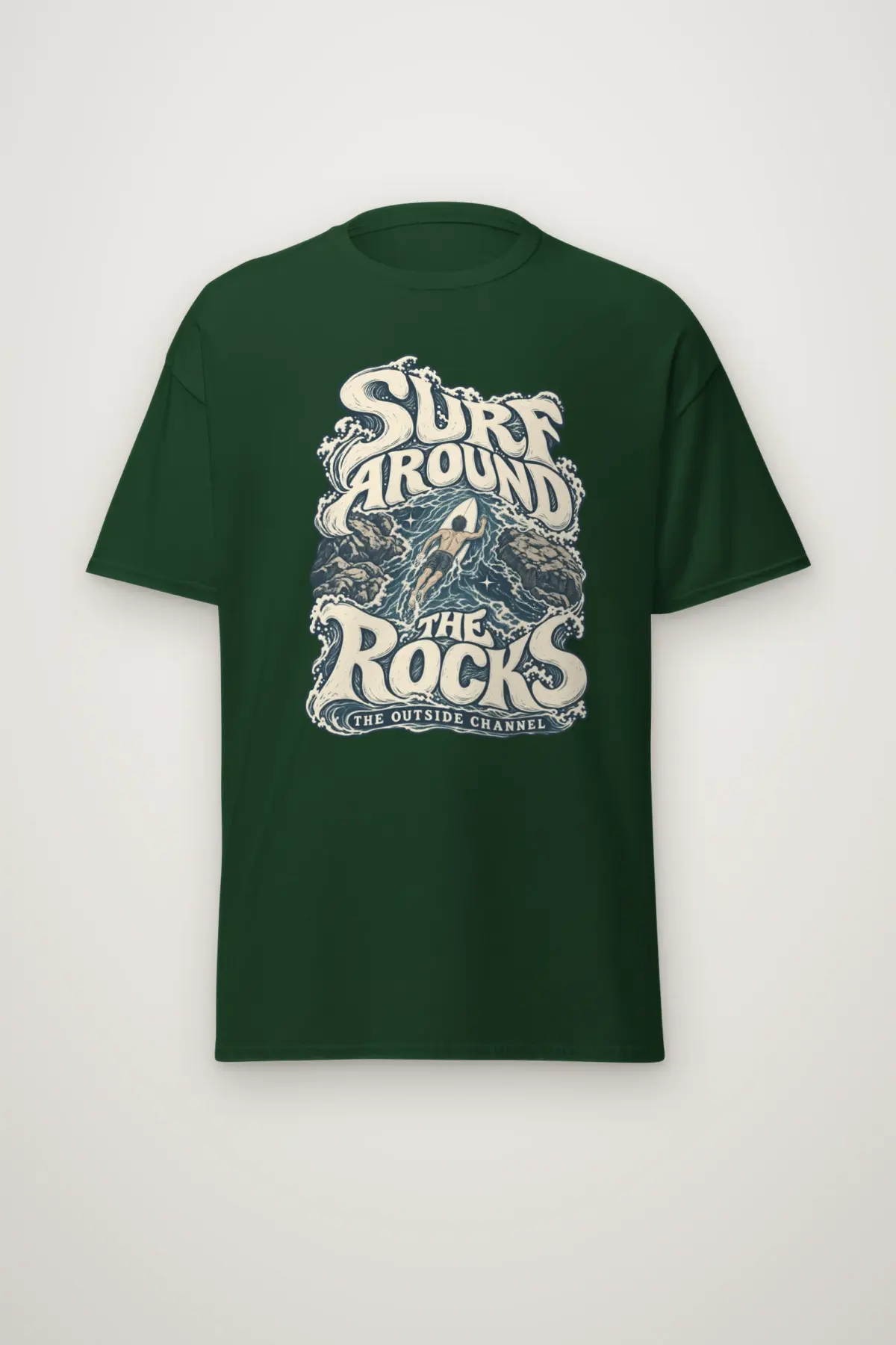 "Surf Around the Rocks" Heavyweight Unisex Crewneck T-shirt