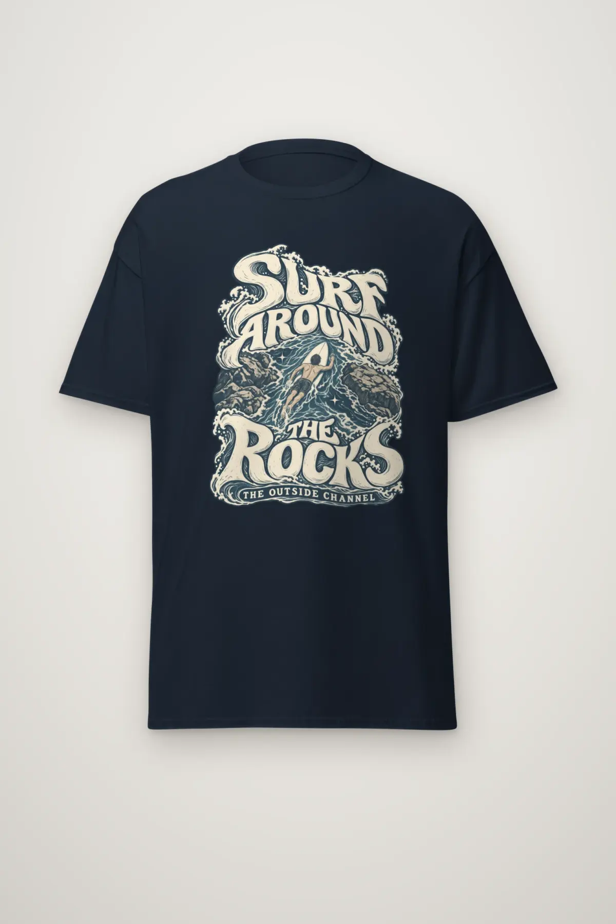 "Surf Around the Rocks" Heavyweight Unisex Crewneck T-shirt