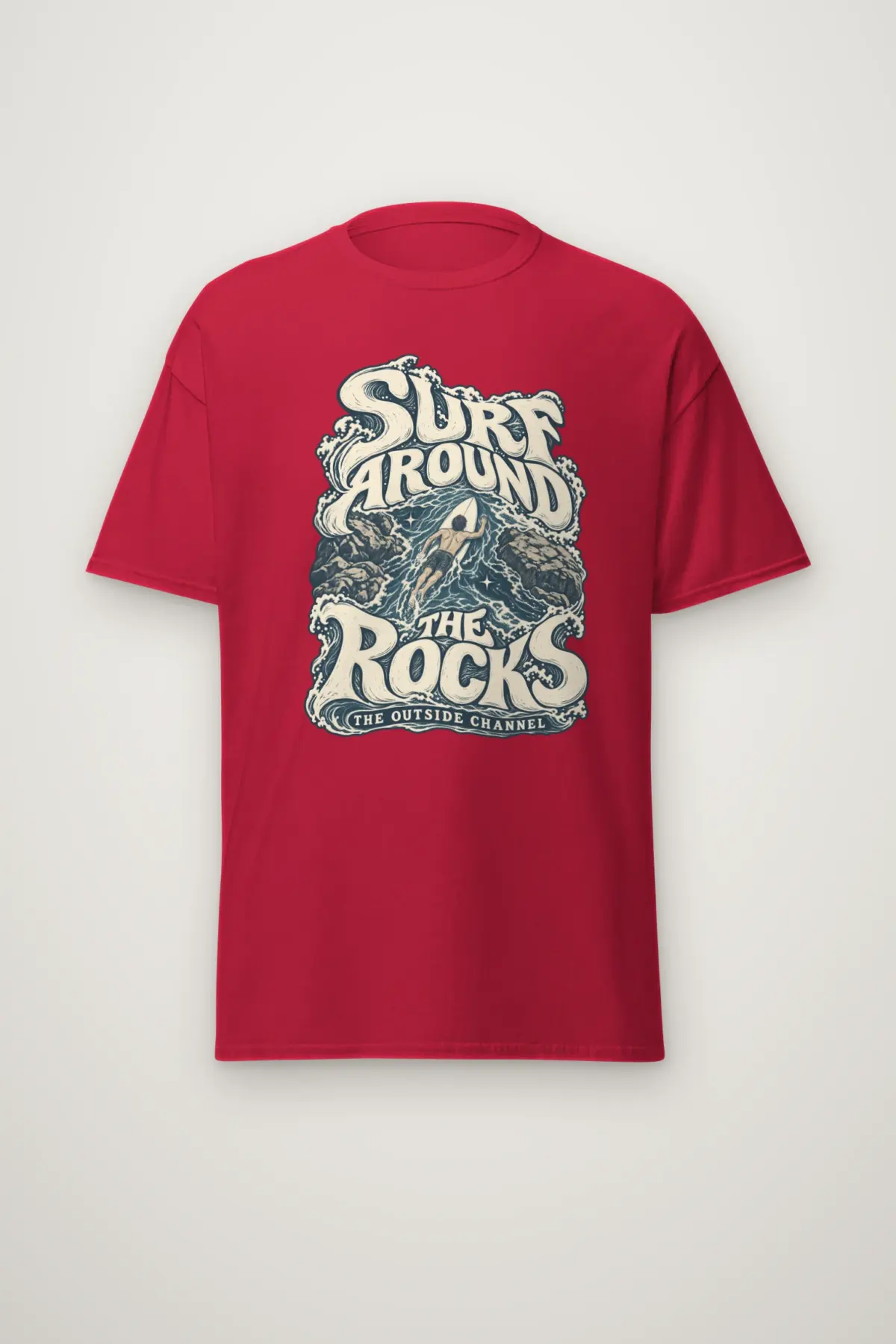"Surf Around the Rocks" Heavyweight Unisex Crewneck T-shirt