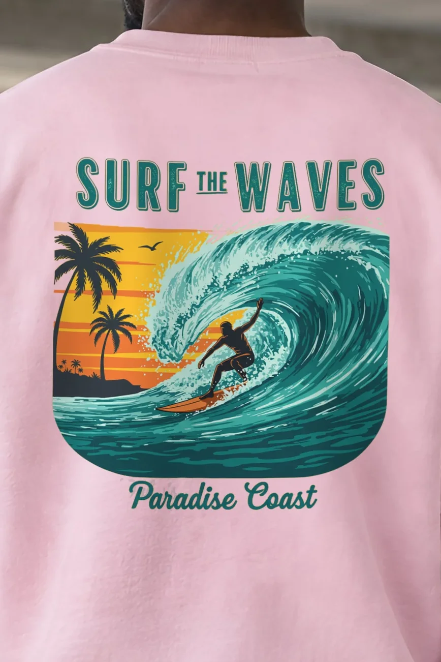 "Surf The Waves" 1 Crewneck Sweatshirt - the graphic up close