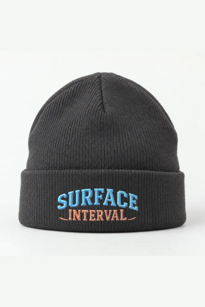 "Surface Interval" Cuffed Beanie · Embroidered