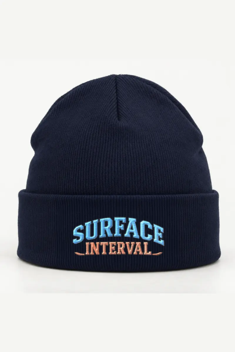 "Surface Interval" Cuffed Beanie · Embroidered