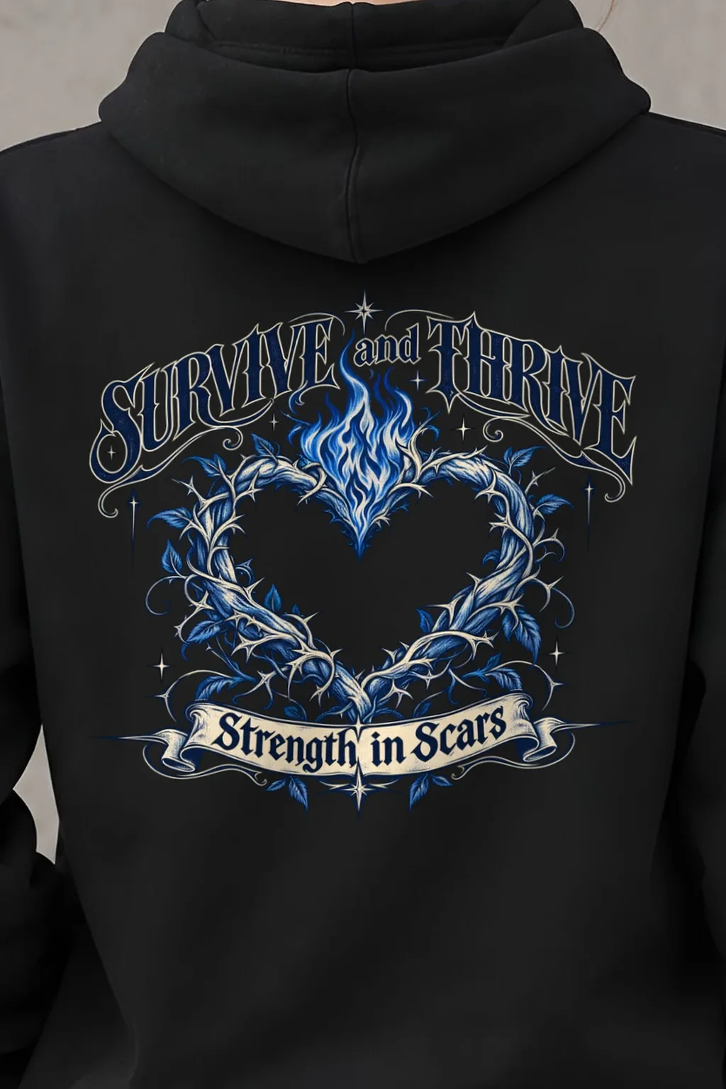 "Survive and Thrive" 1 Pullover Hoodie - the graphic up close