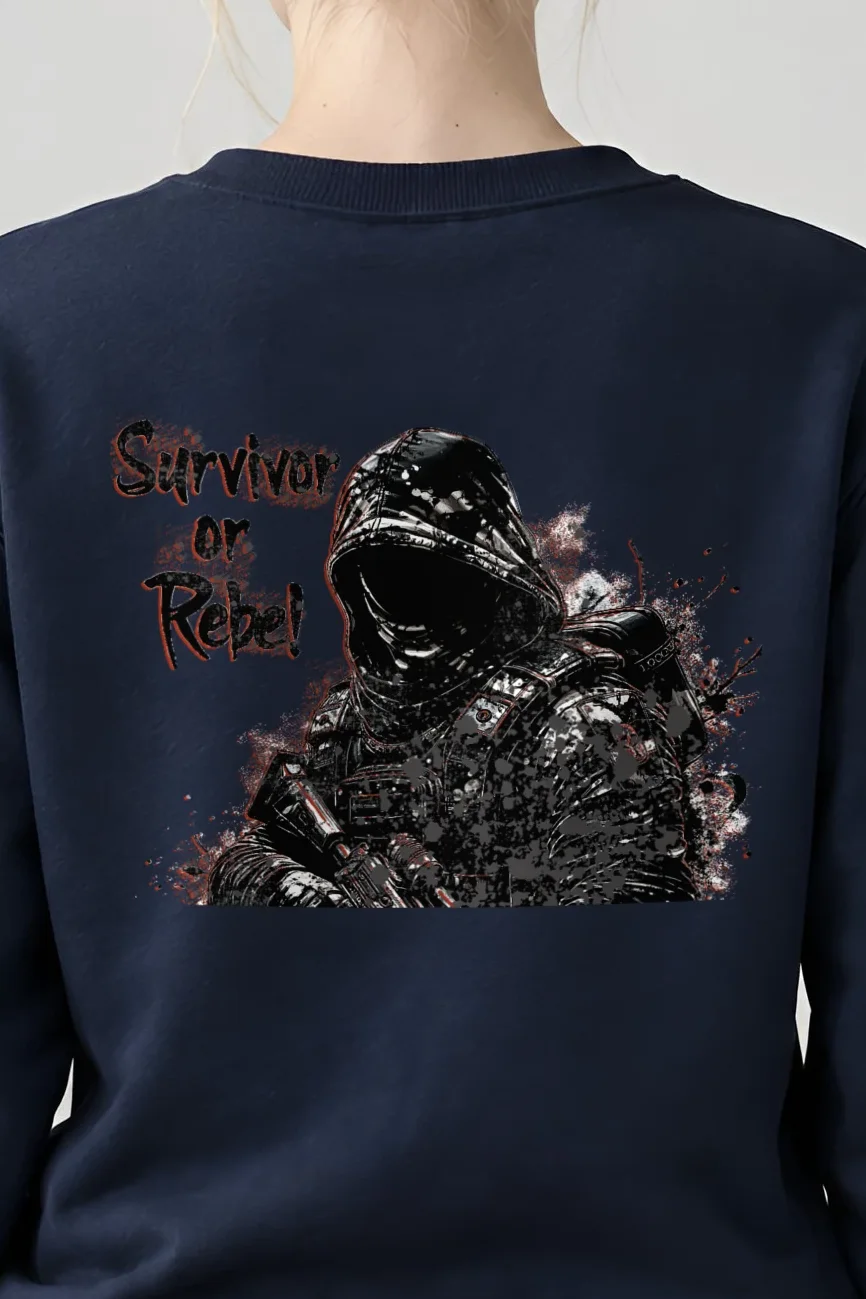 "Survivor Or Rebel" 1 Crewneck Sweatshirt - the graphic up close