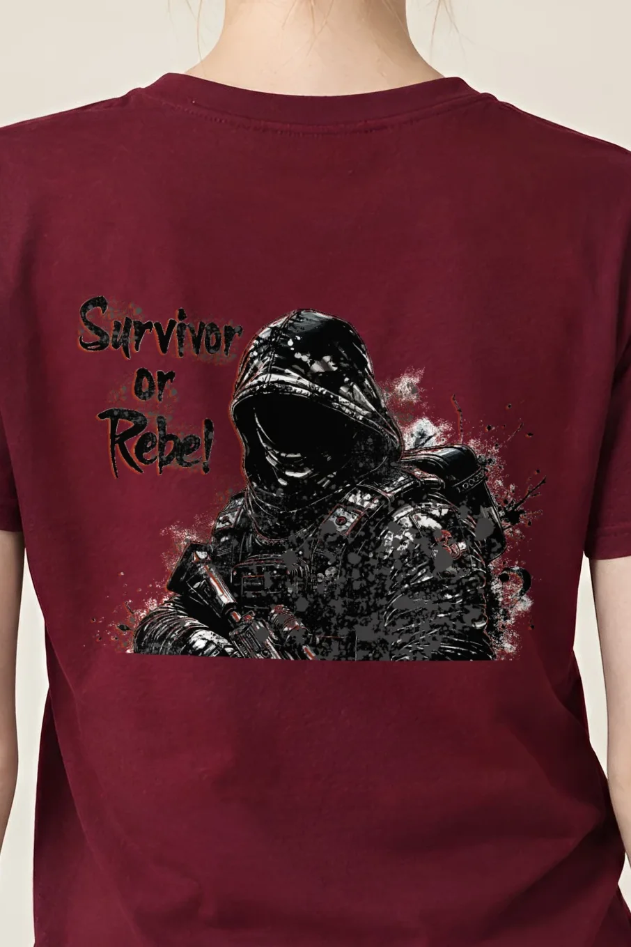 "Survivor Or Rebel" Heavyweight Unisex Crewneck T-shirt - the graphic up close