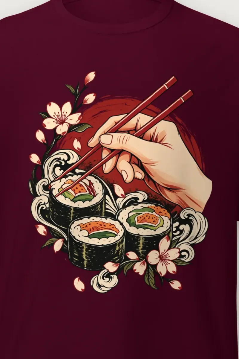 "Sushi Wave Hand" Heavyweight Unisex Crewneck T-shirt