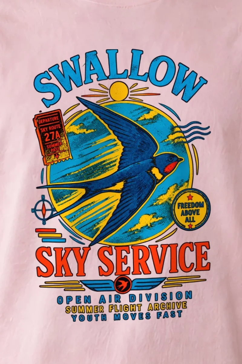 "Swallow Departure" Heavyweight Unisex Crewneck T-shirt