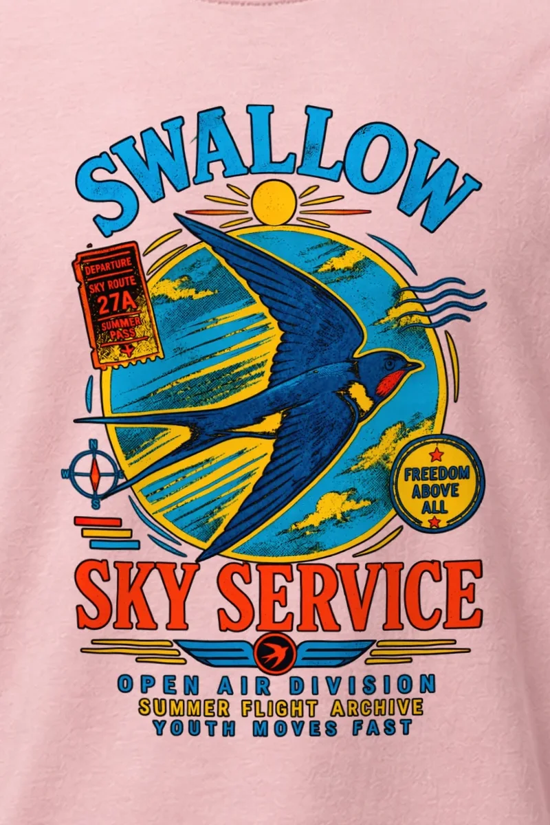 "Swallow Departure" Heavyweight Unisex Crewneck T-shirt