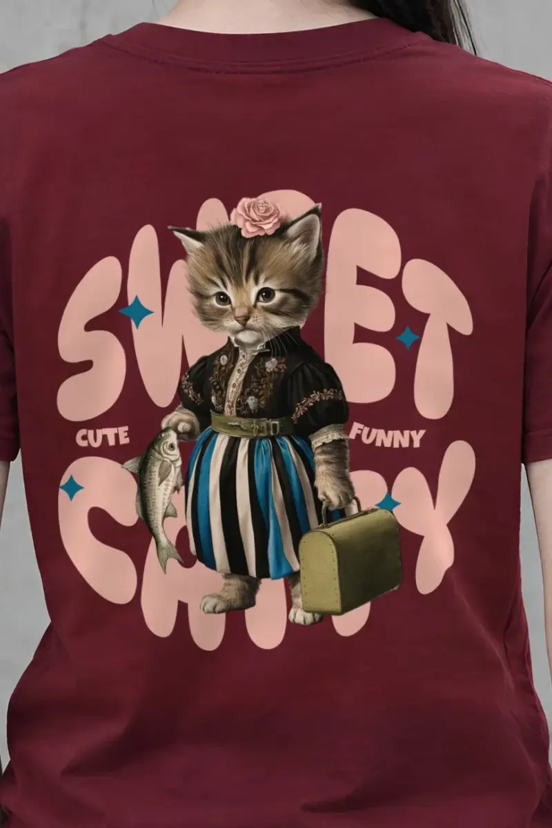 "Sweet Cat" Heavyweight Unisex Crewneck T-shirt
