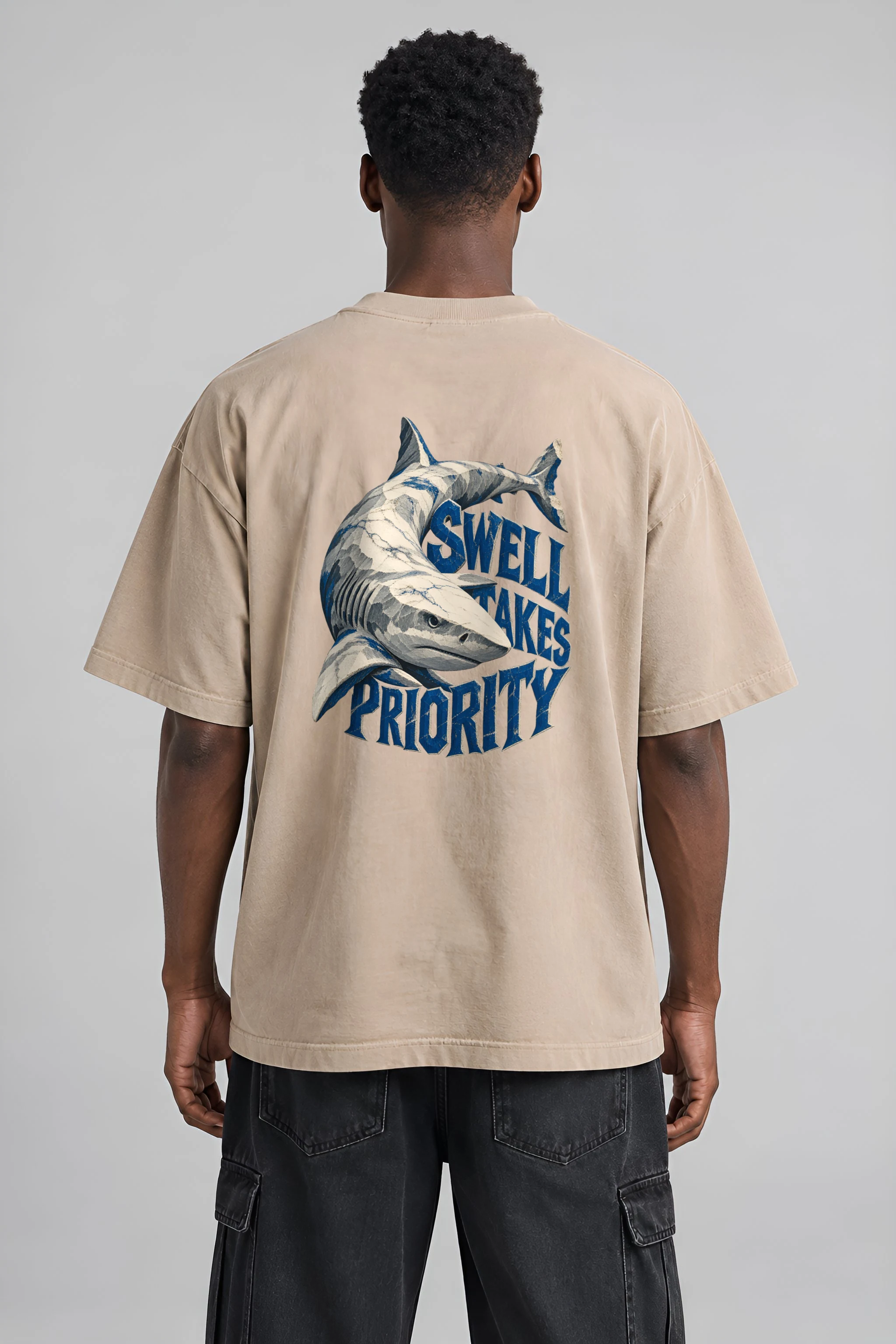 "Swell Takes Priority" Men's Oversized Heavyweight Crewneck T-Shirt
