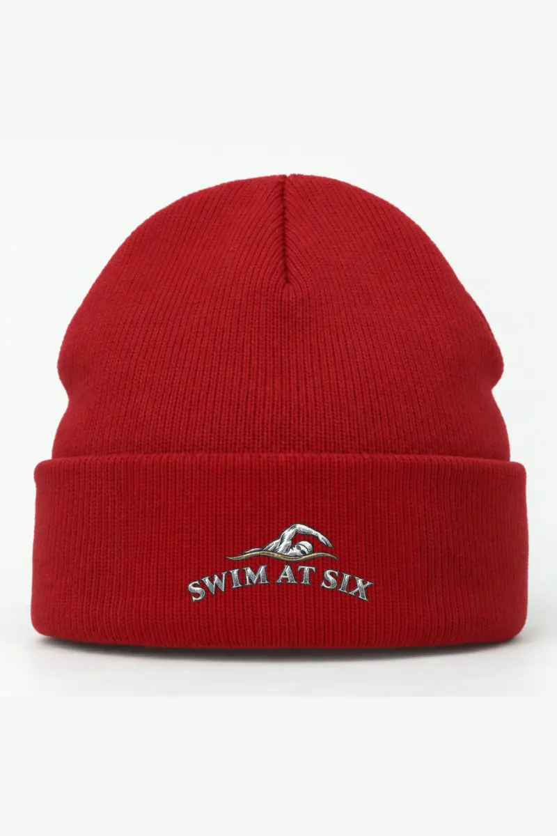 "Swim at Six" Cuffed Beanie · Embroidered