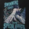 "Swimming Comes With Special Effects" Men's Oversized Heavyweight Crewneck T-Shirt
