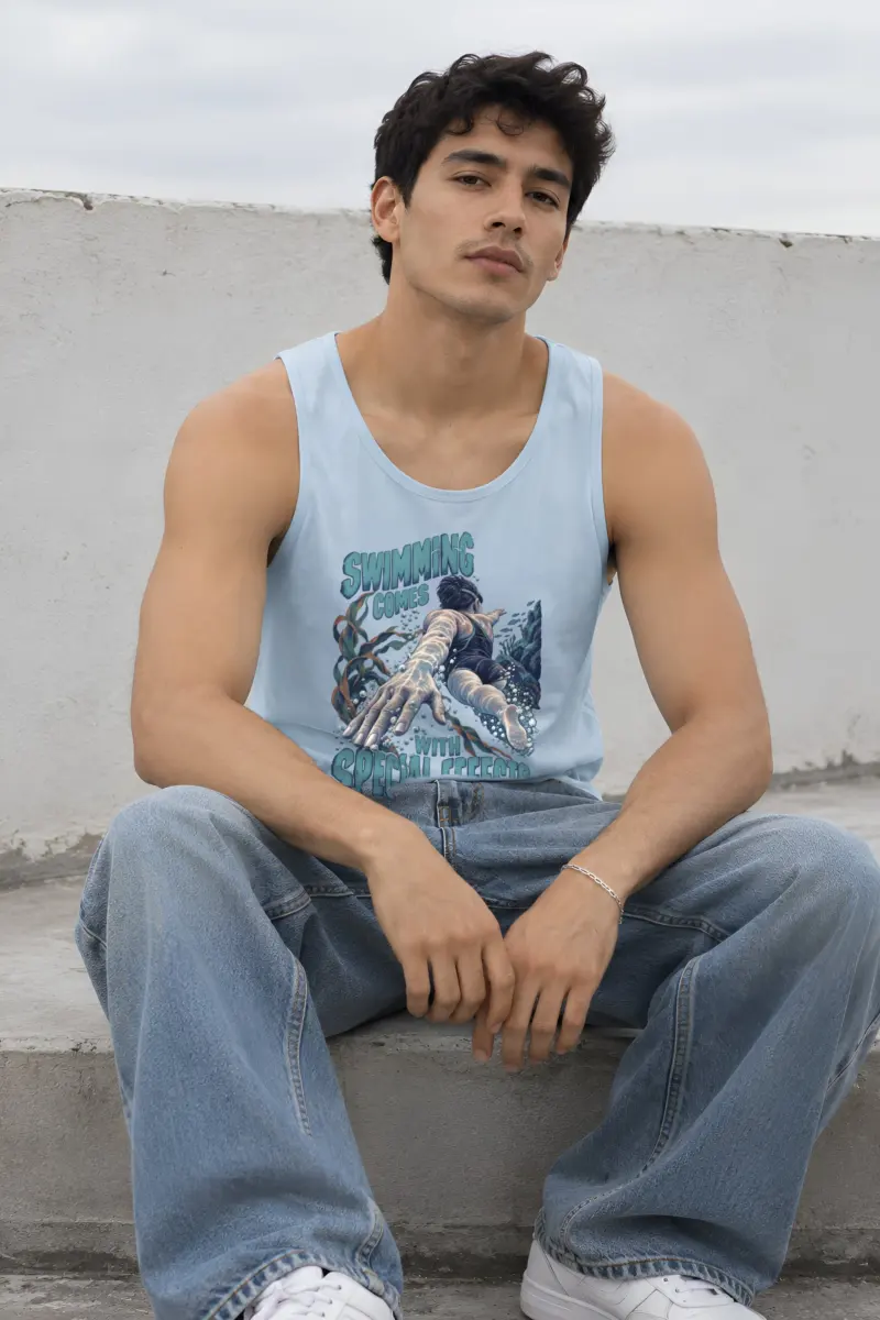 “Swimming Comes With Special Effects” Unisex Jersey Tank