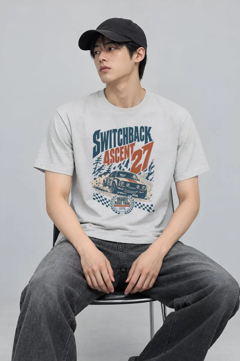"Switchback Ascent" Heavyweight Unisex Crewneck T-shirt