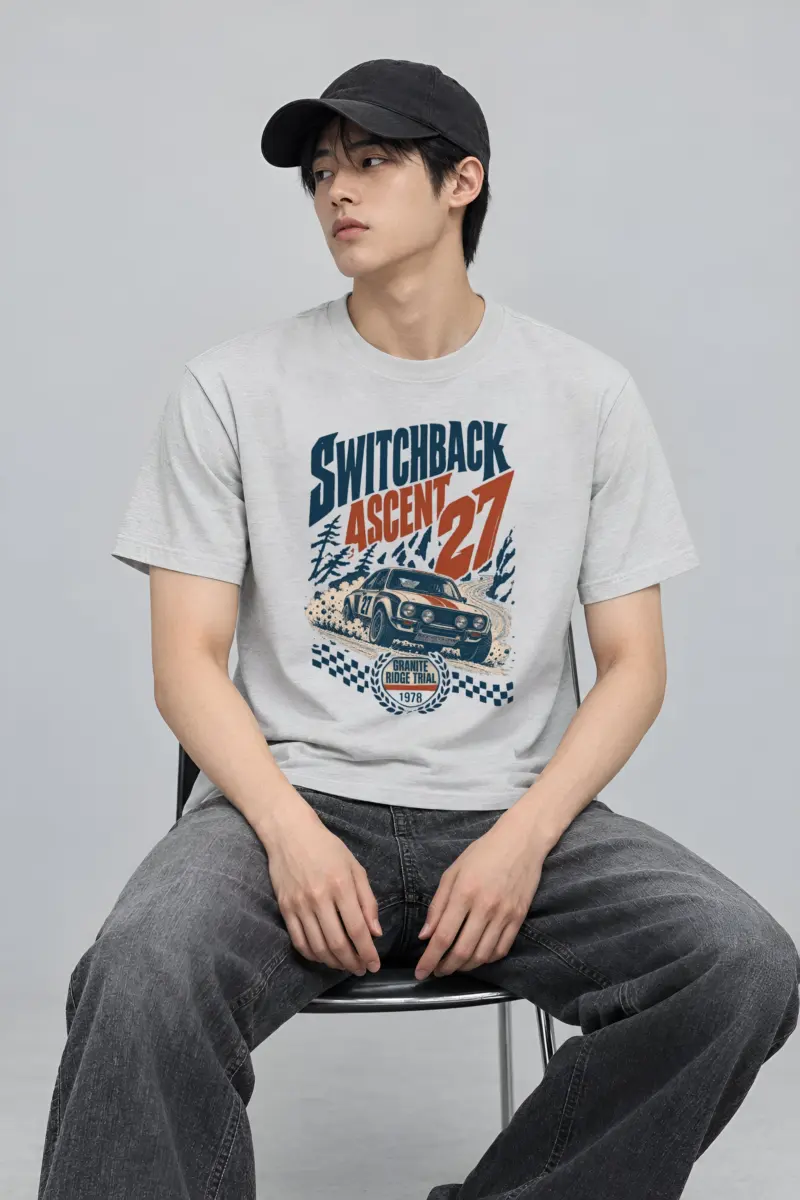 "Switchback Ascent" Heavyweight Unisex Crewneck T-shirt