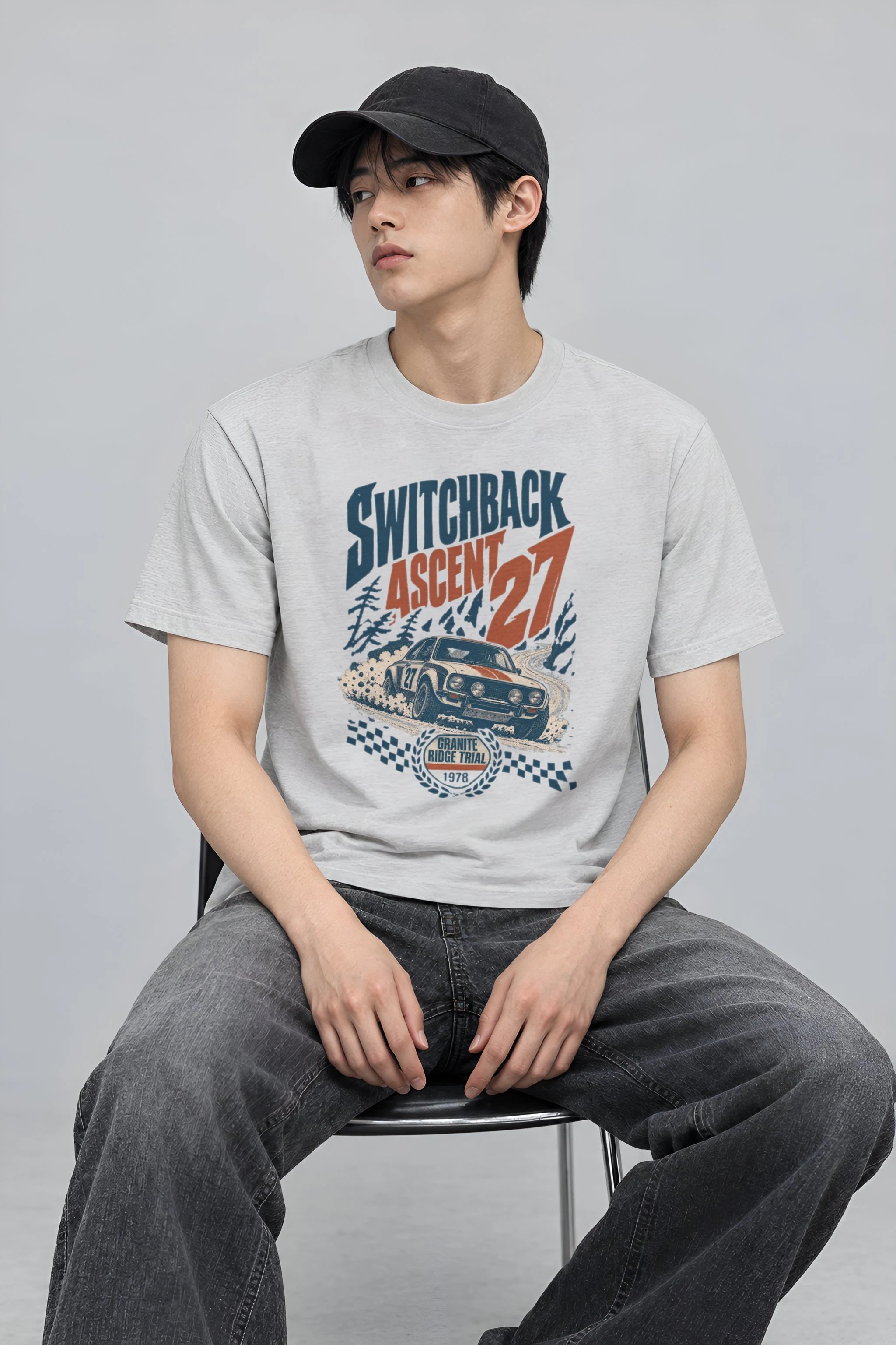"Switchback Ascent" Heavyweight Unisex Crewneck T-shirt