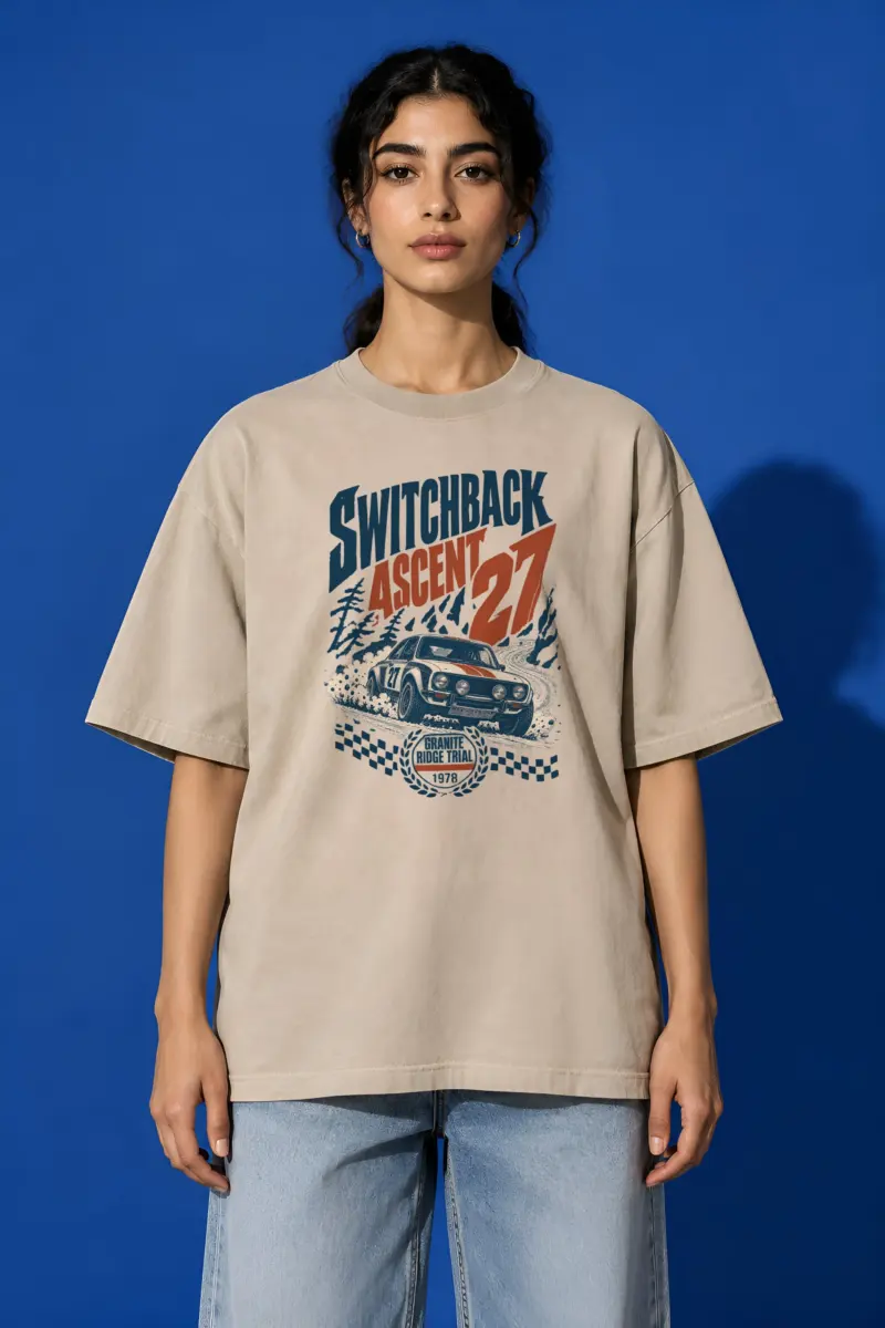 "Switchback Ascent" Unisex Oversized Heavyweight Crewneck T-Shirt