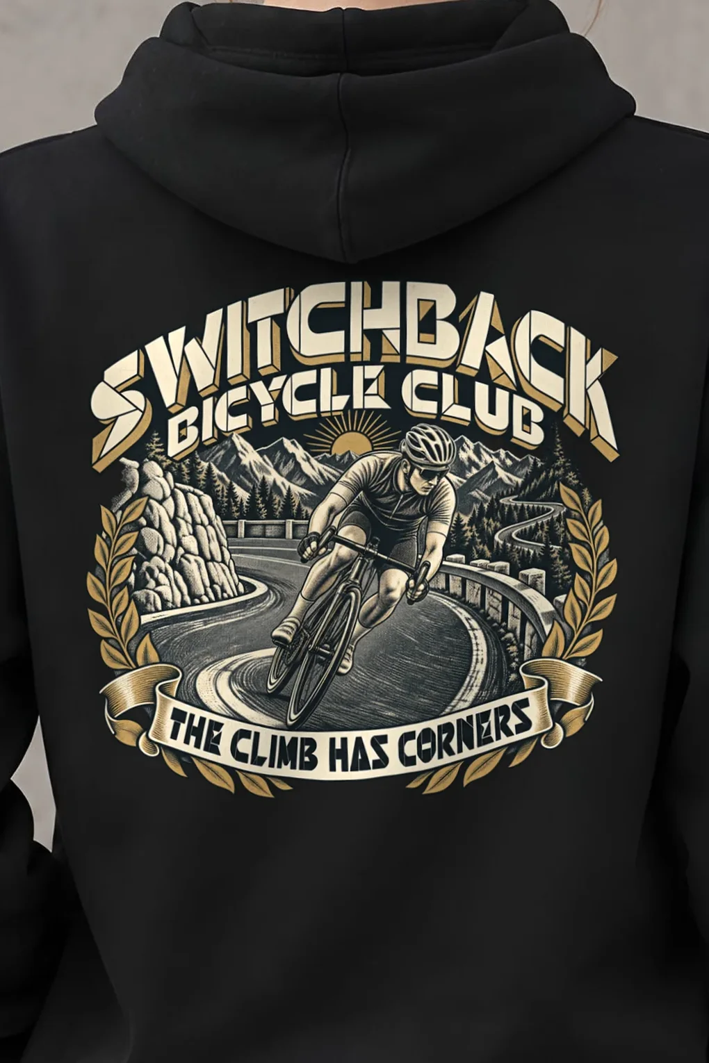 "Switchback Bicycle Club" Heavy Blend Unisex Pullover Hoodie - the graphic up close