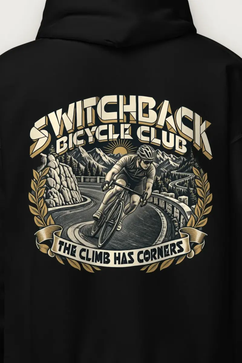 "Switchback Bicycle Club" Heavy Blend Unisex Pullover Hoodie - the graphic up close
