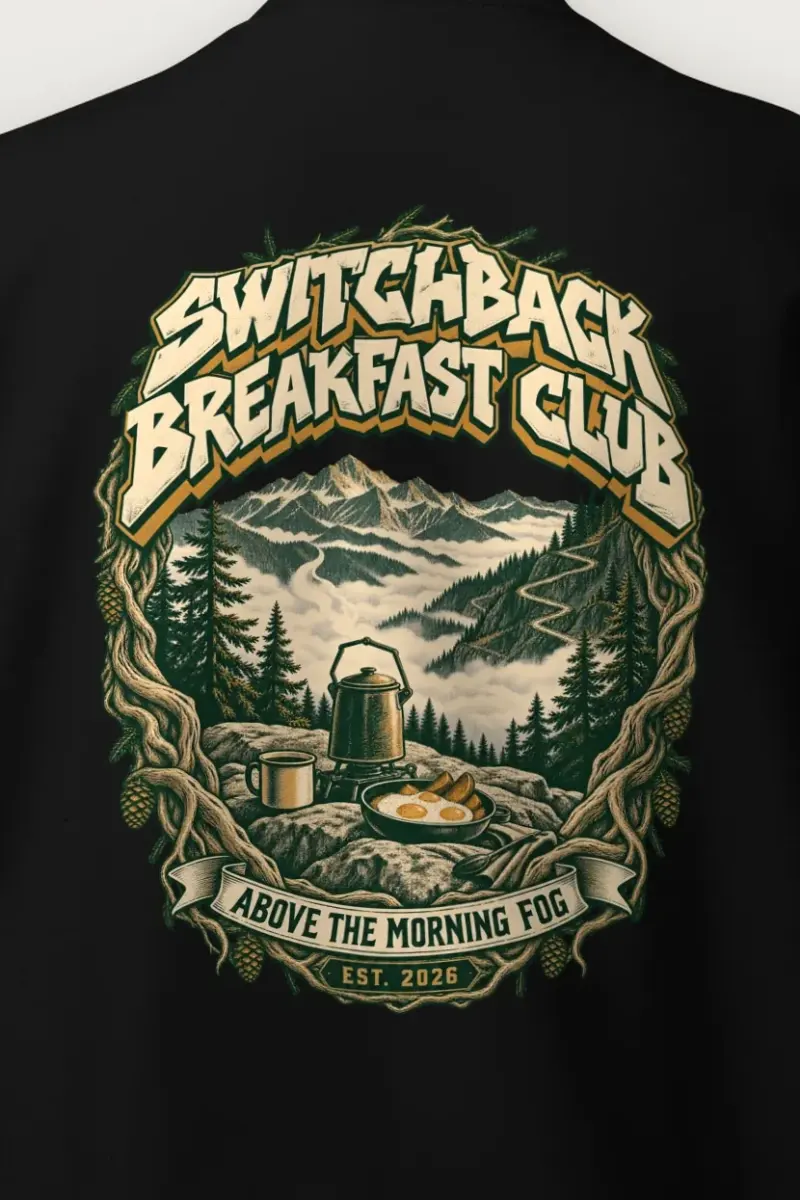 "Switchback Breakfast Club" Heavy Blend Unisex Crewneck Sweatshirt - the graphic up close