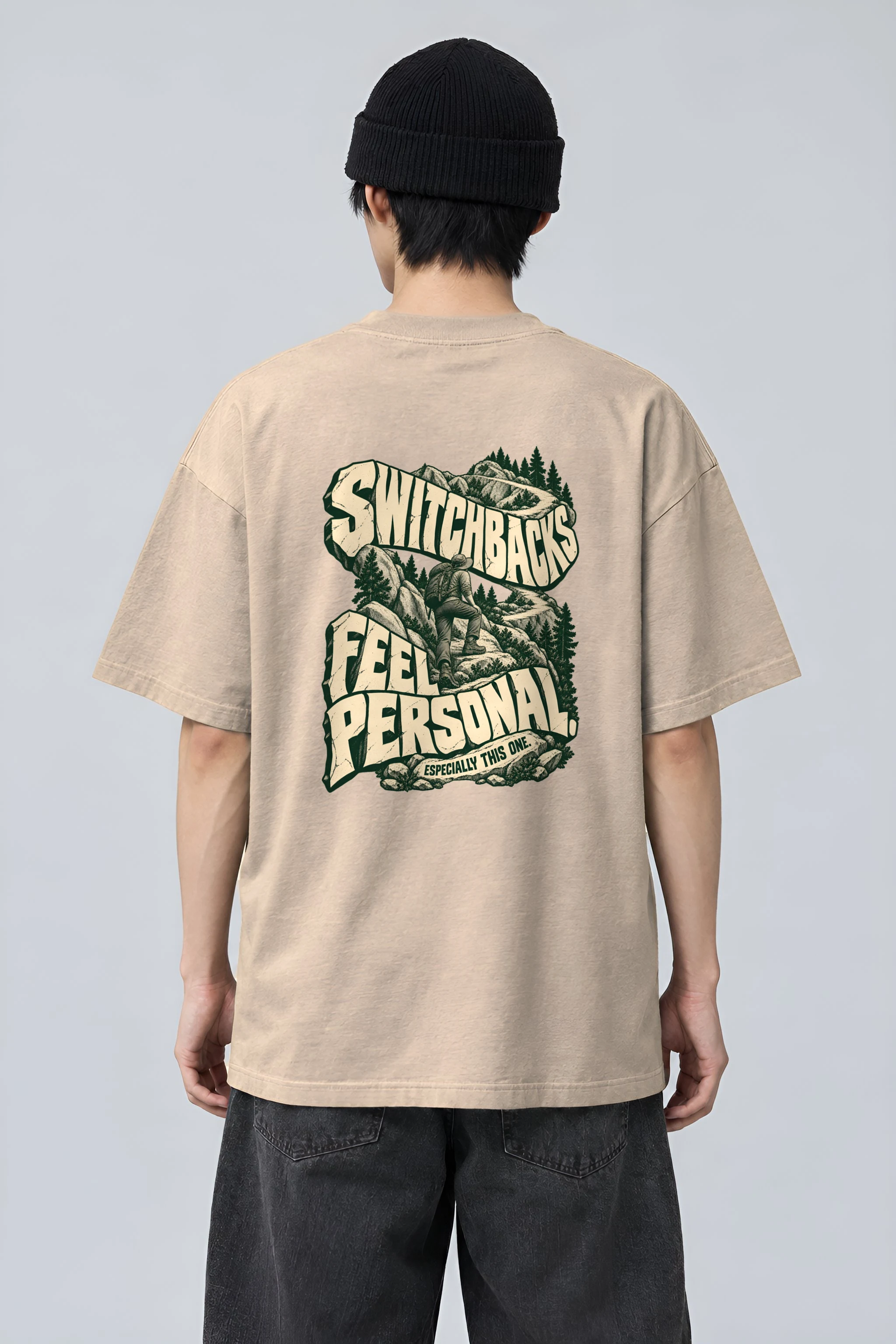 "Switchbacks Feel Personal" Men's Oversized Heavyweight Crewneck T-Shirt