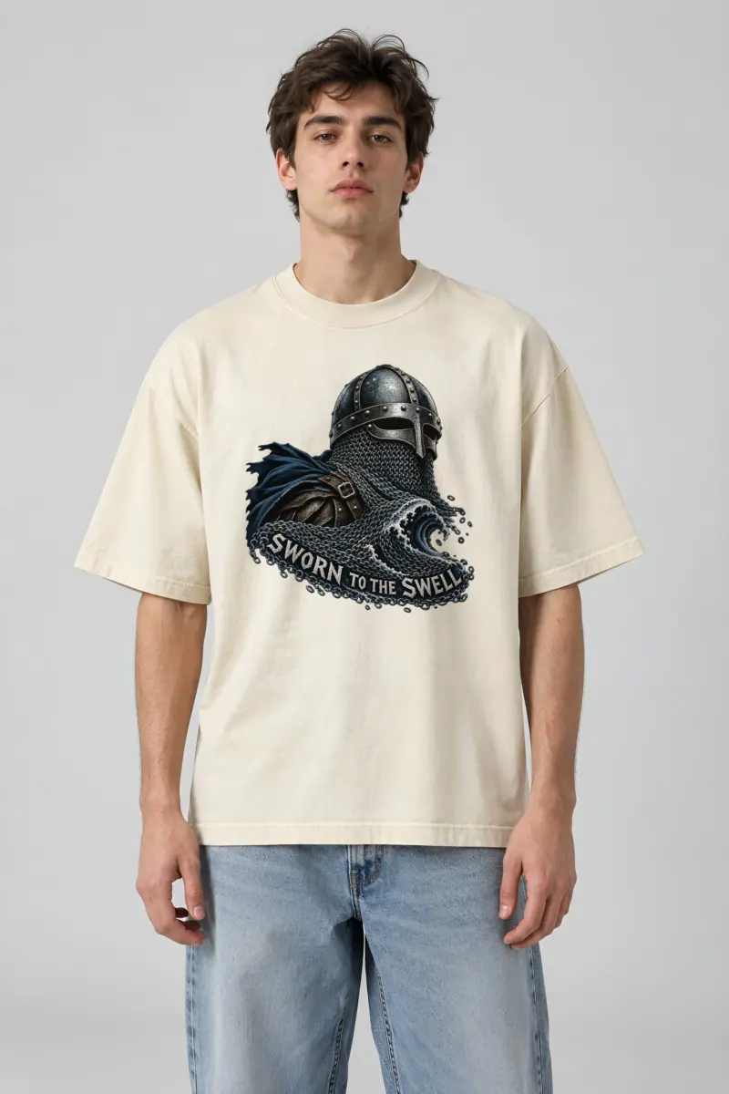"Sworn to the Swell" Unisex Oversized Heavyweight Crewneck T-Shirt