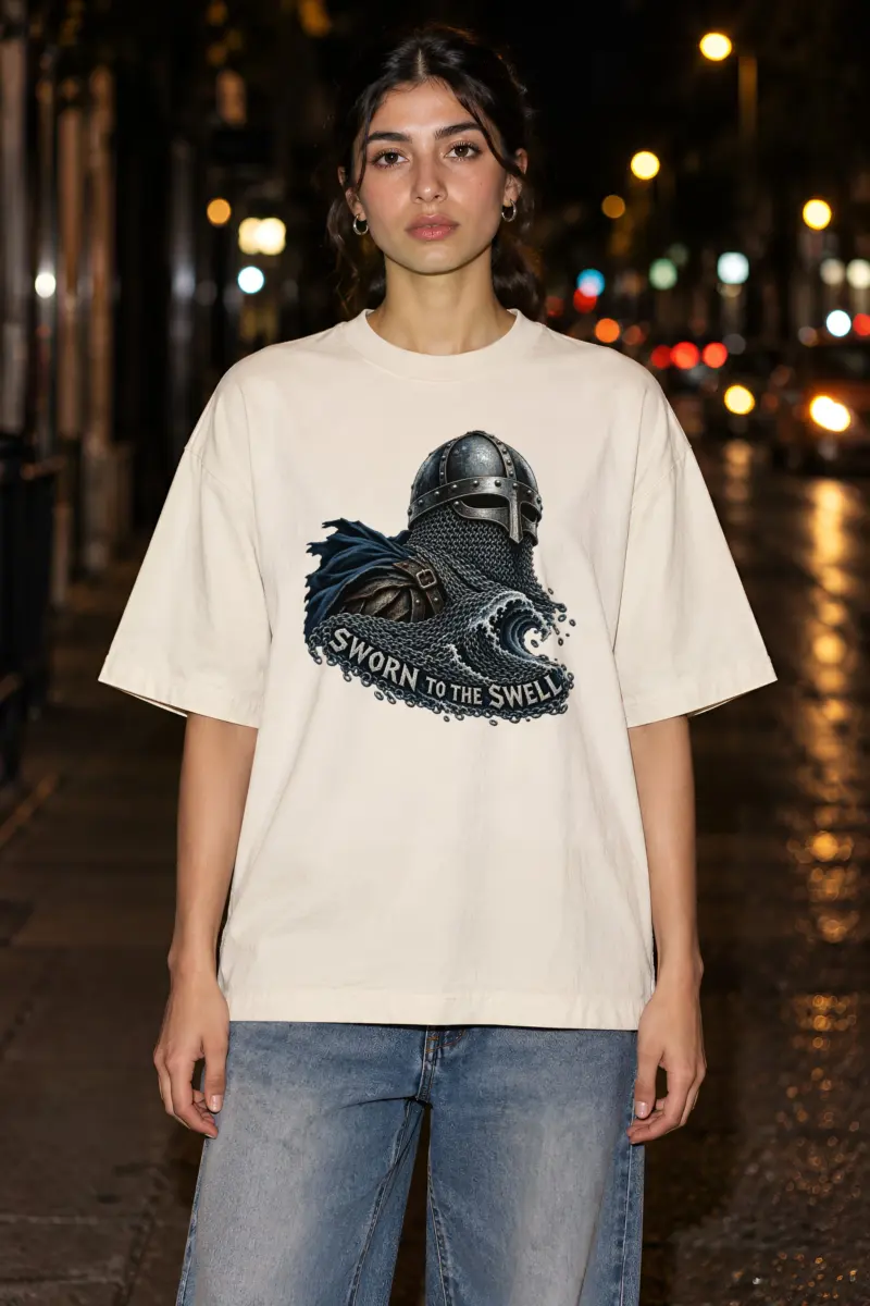 "Sworn to the Swell" Unisex Oversized Heavyweight Crewneck T-Shirt