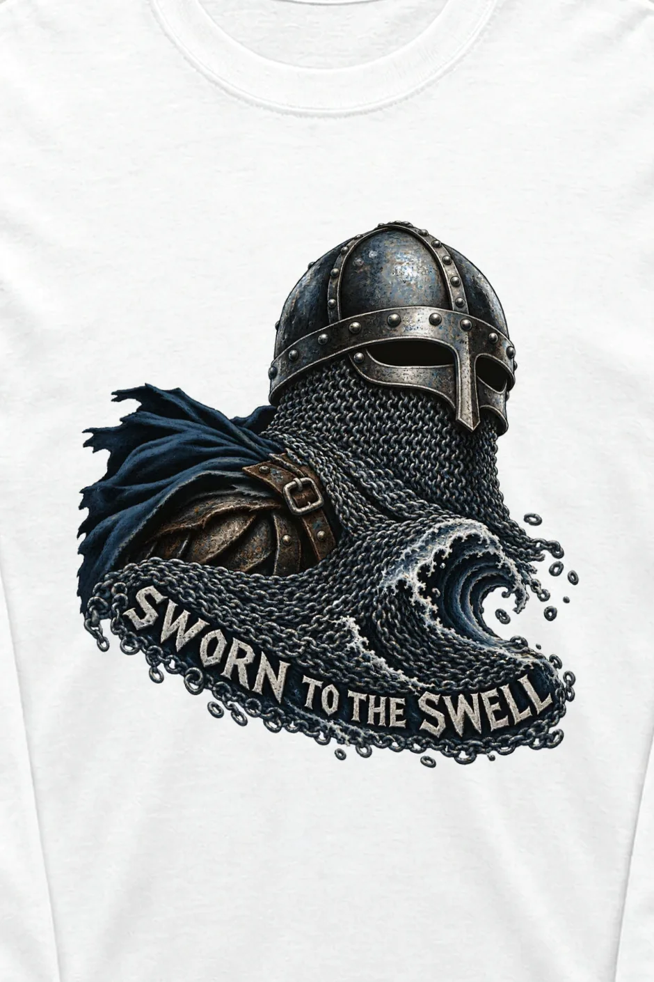 "Sworn to the Swell" Unisex Longsleeve T-shirt - the graphic up close