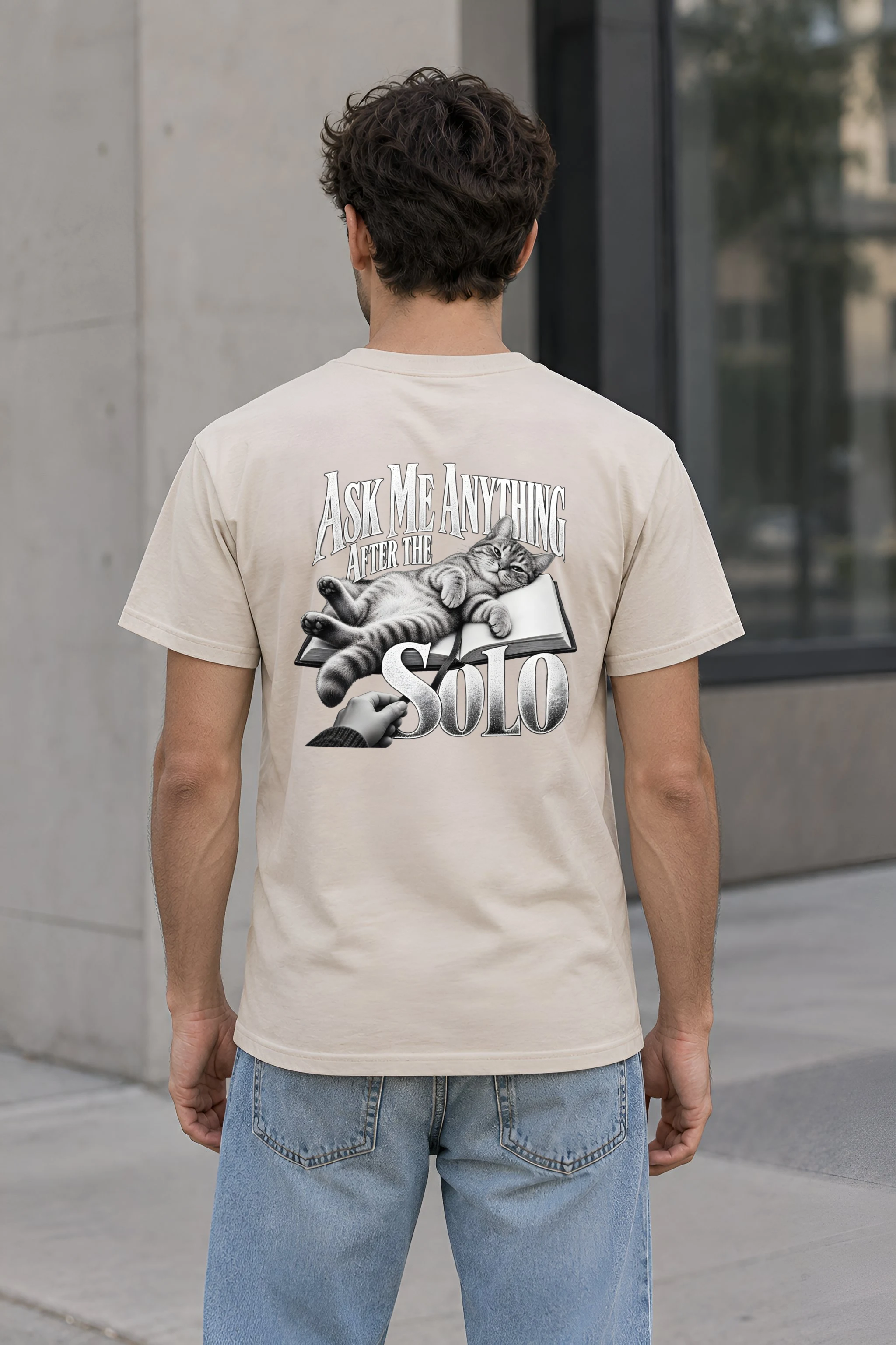 "Tabby Cat on Open Book" Heavyweight Unisex Crewneck T-shirt