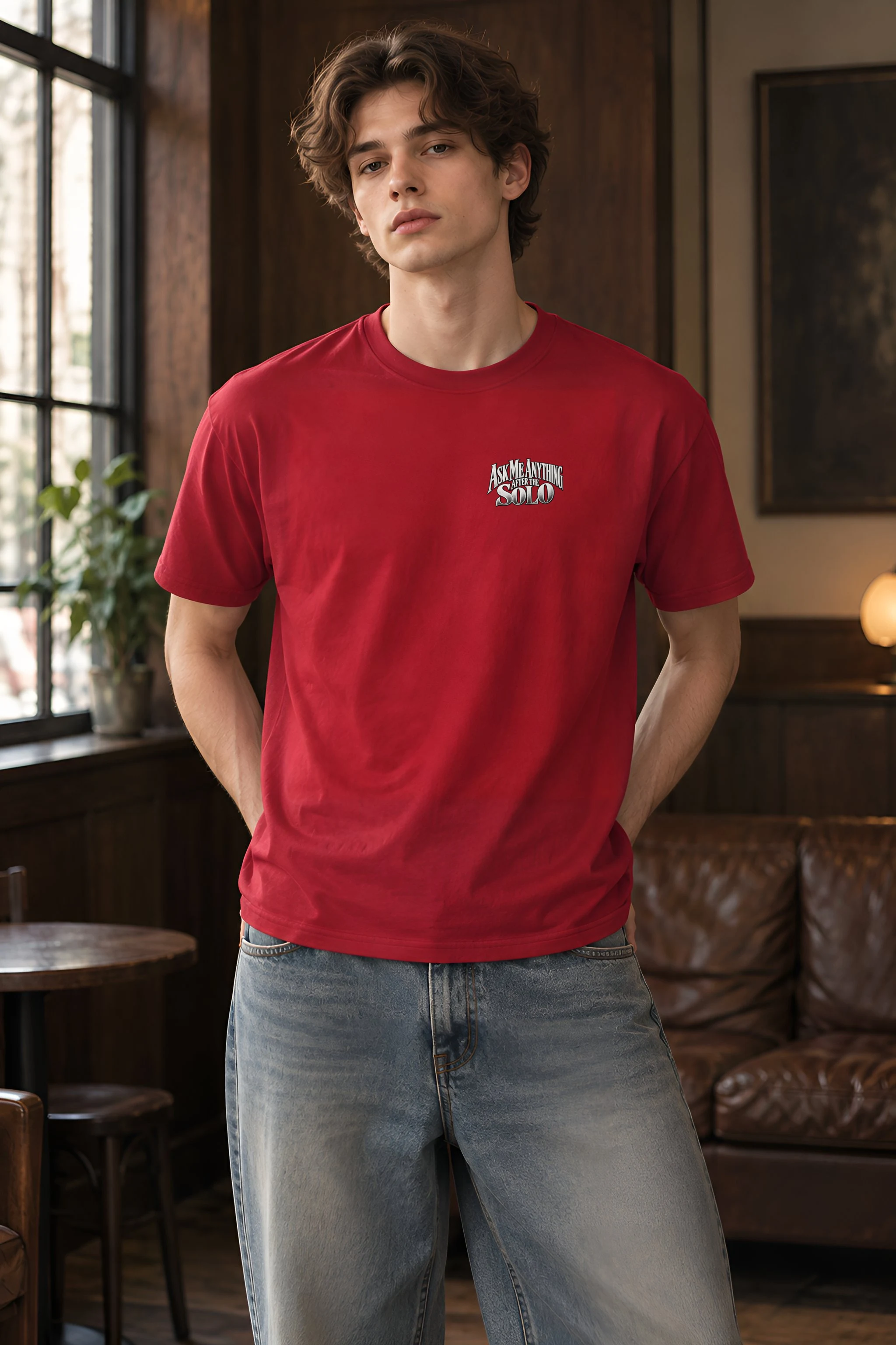 "Tabby Cat on Open Book" Heavyweight Unisex Crewneck T-shirt