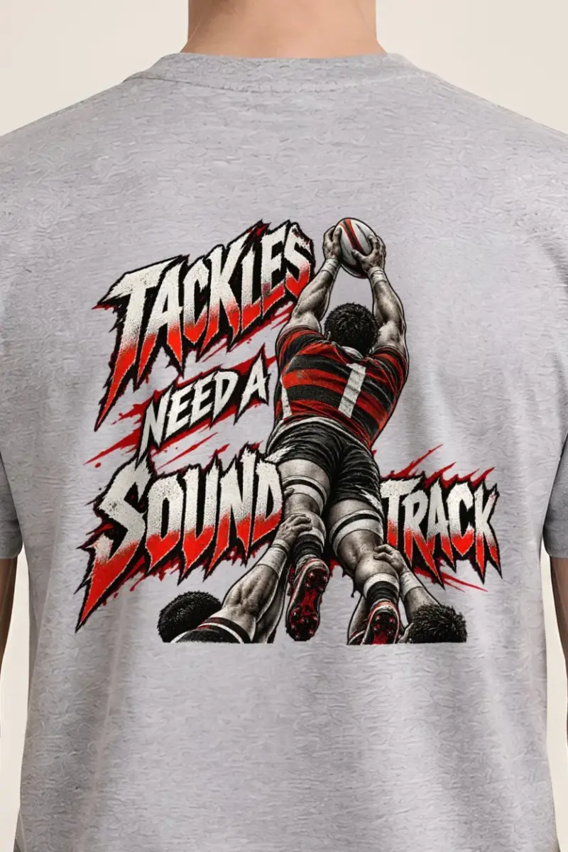 "Tackles Need a Soundtrack" Heavyweight Unisex Crewneck T-shirt - the graphic up close