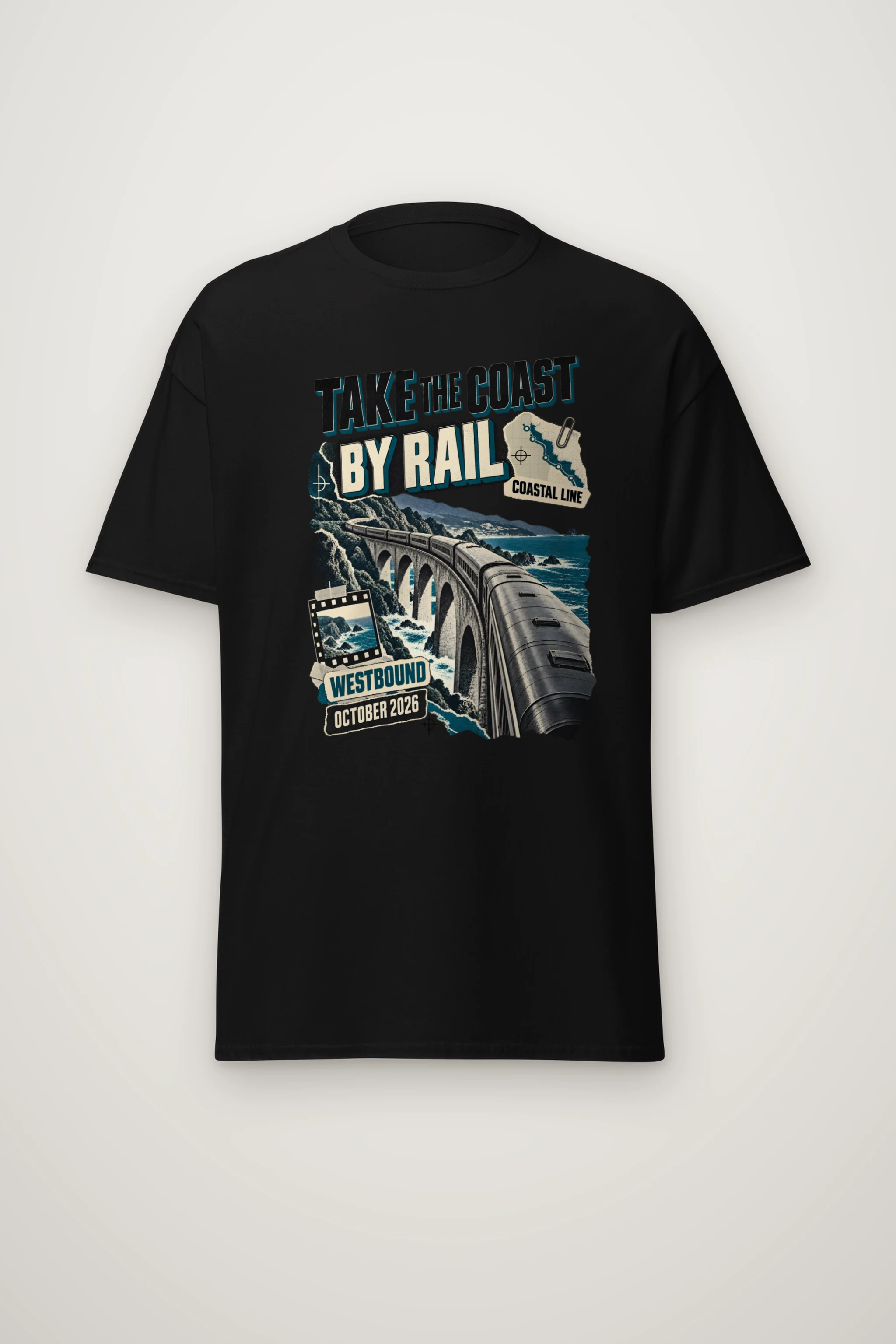 "Take the Coast by Rail" Heavyweight Unisex Crewneck T-shirt