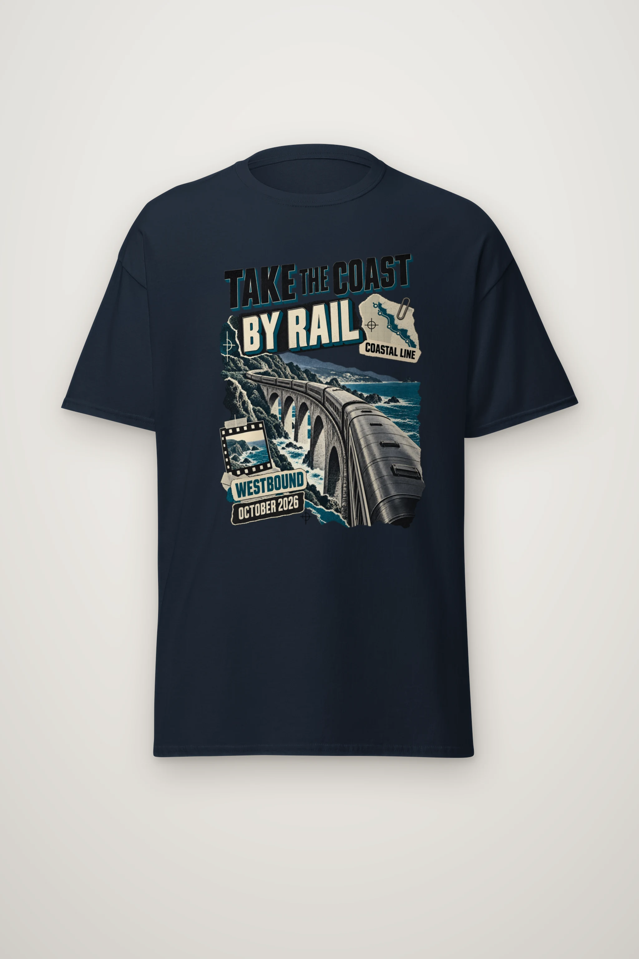 "Take the Coast by Rail" Heavyweight Unisex Crewneck T-shirt
