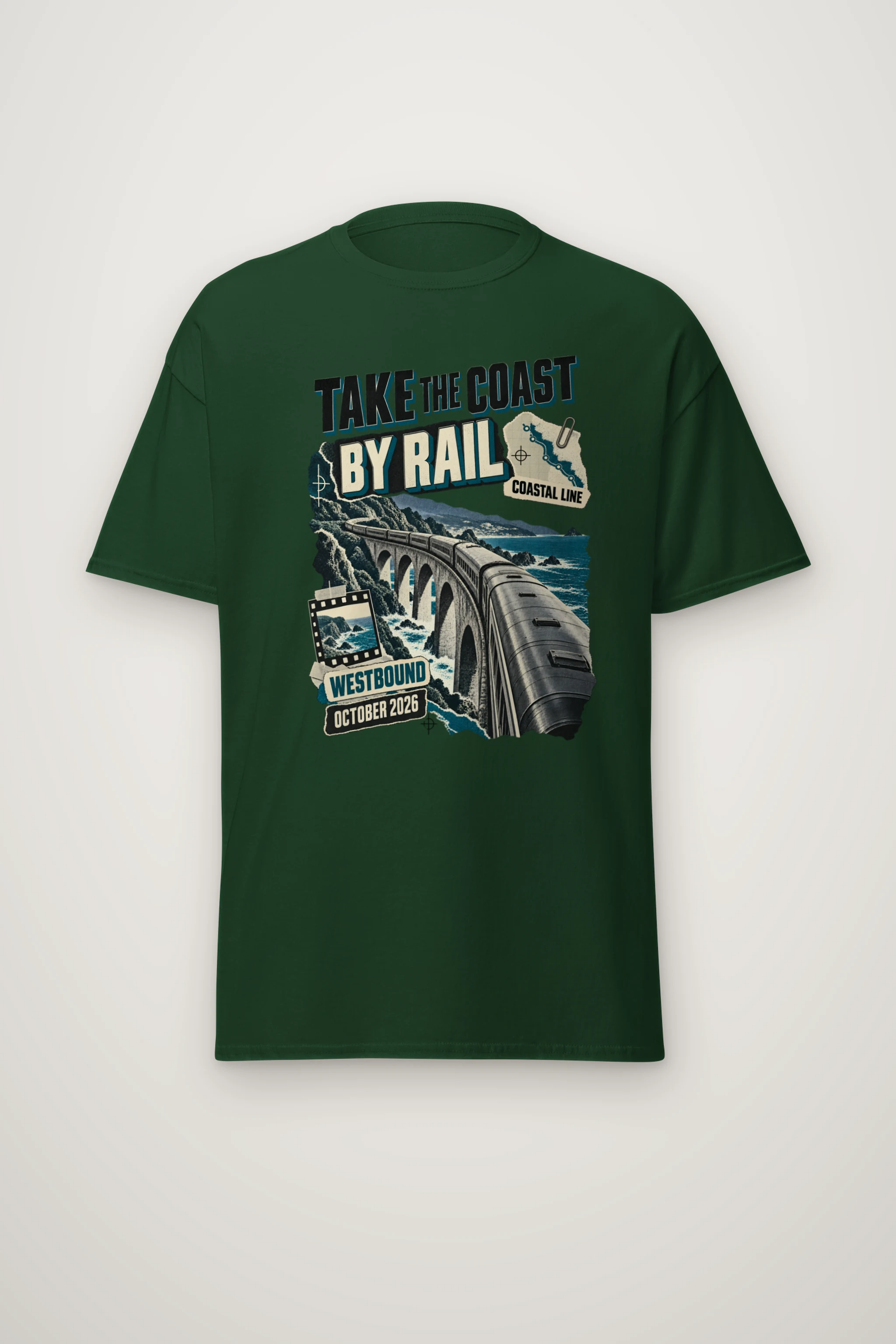 "Take the Coast by Rail" Heavyweight Unisex Crewneck T-shirt
