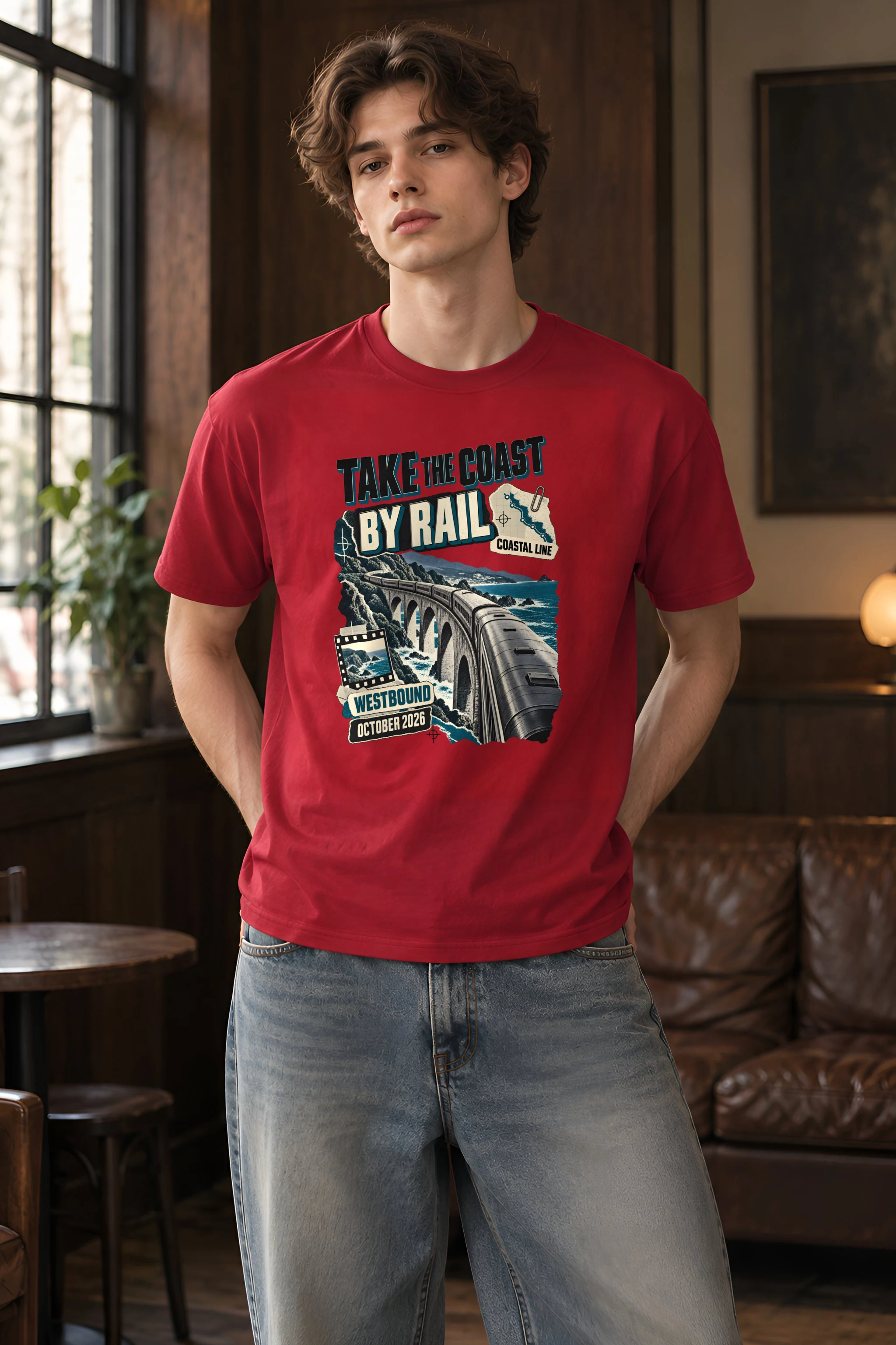 "Take the Coast by Rail" Heavyweight Unisex Crewneck T-shirt