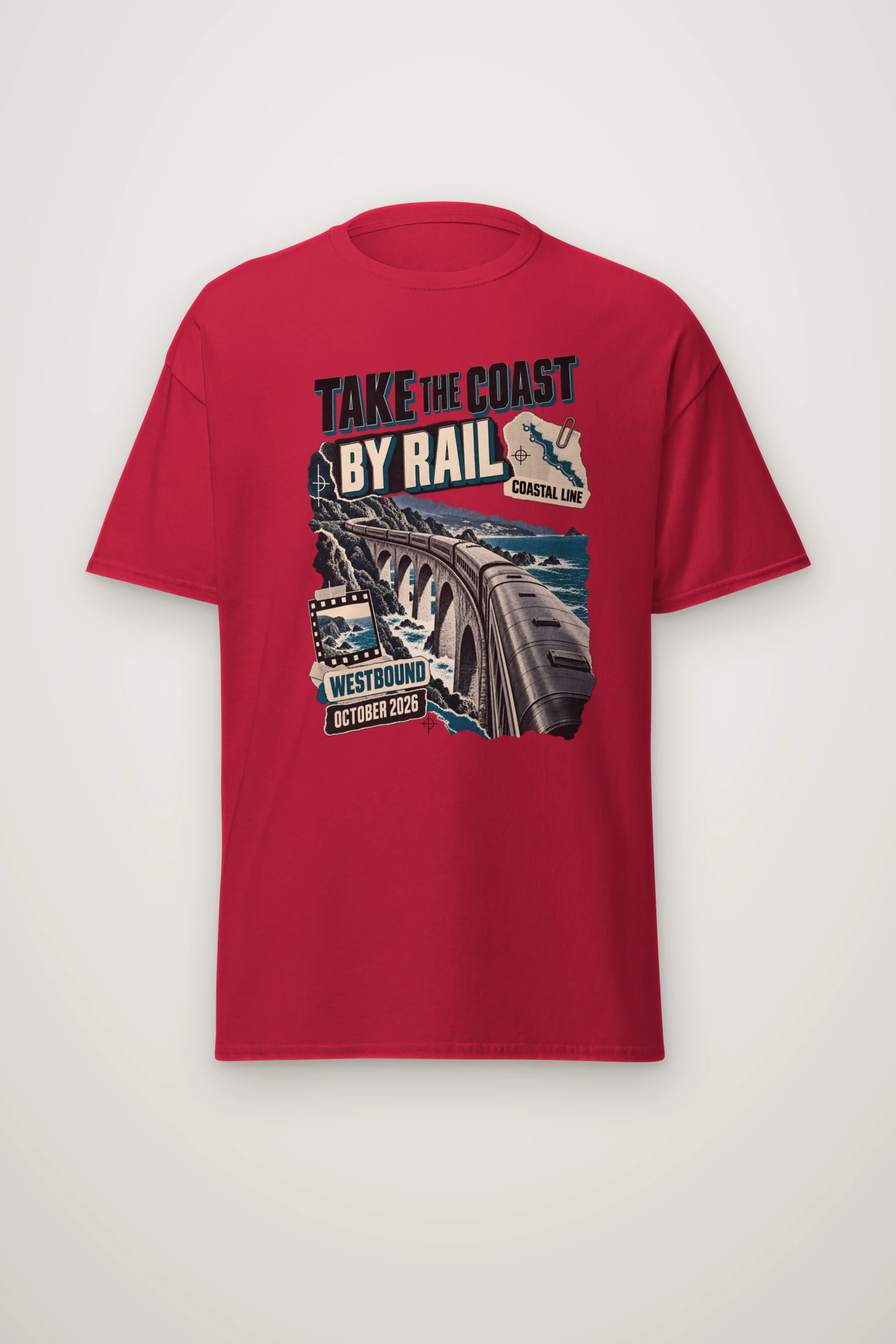 "Take the Coast by Rail" Heavyweight Unisex Crewneck T-shirt