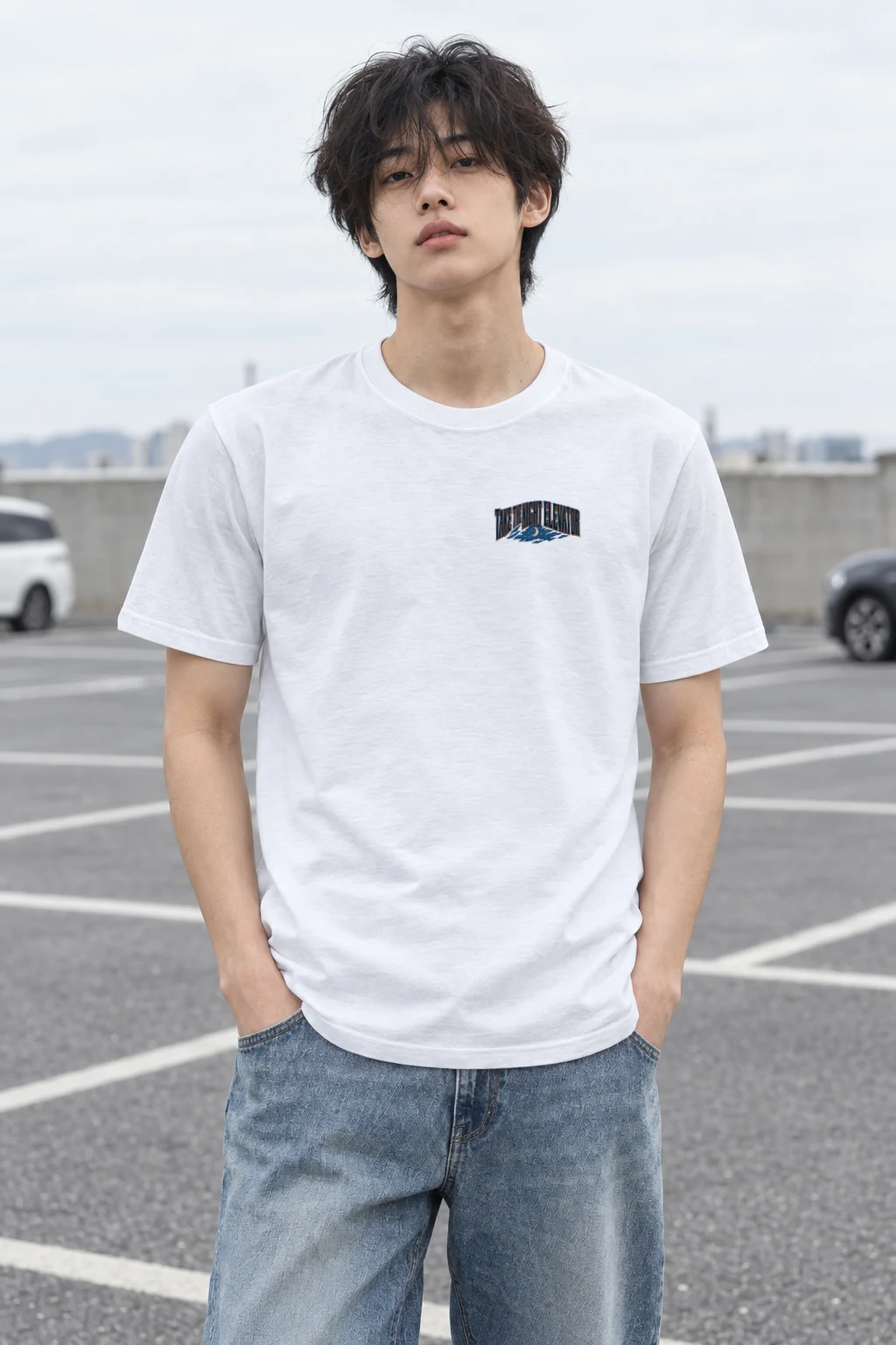 "Take the Night Elevator" Heavyweight Unisex Crewneck T-shirt