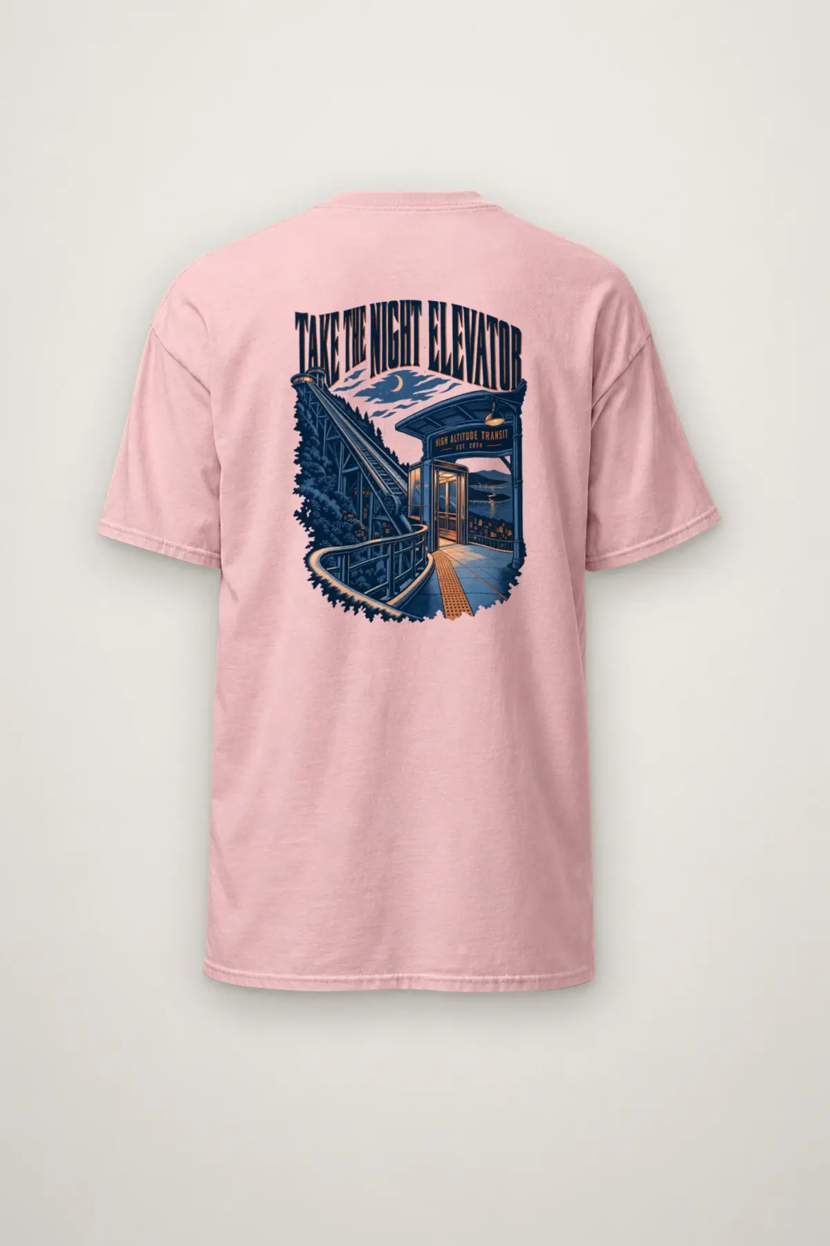 "Take the Night Elevator" Heavyweight Unisex Crewneck T-shirt