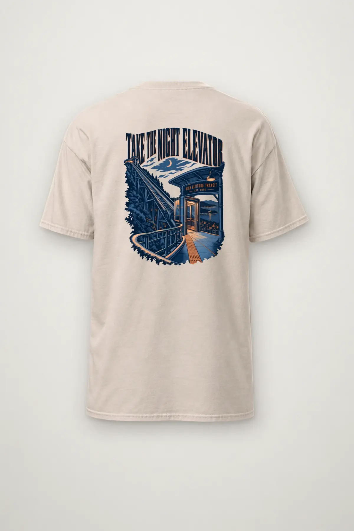 "Take the Night Elevator" Heavyweight Unisex Crewneck T-shirt