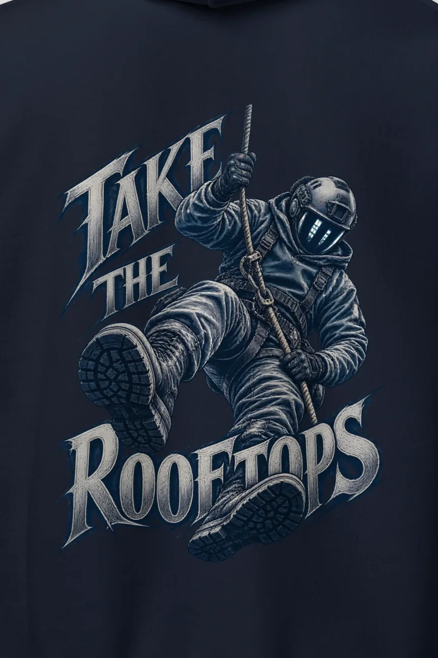 "Take the Rooftops" Heavy Blend Unisex Pullover Hoodie - the graphic up close