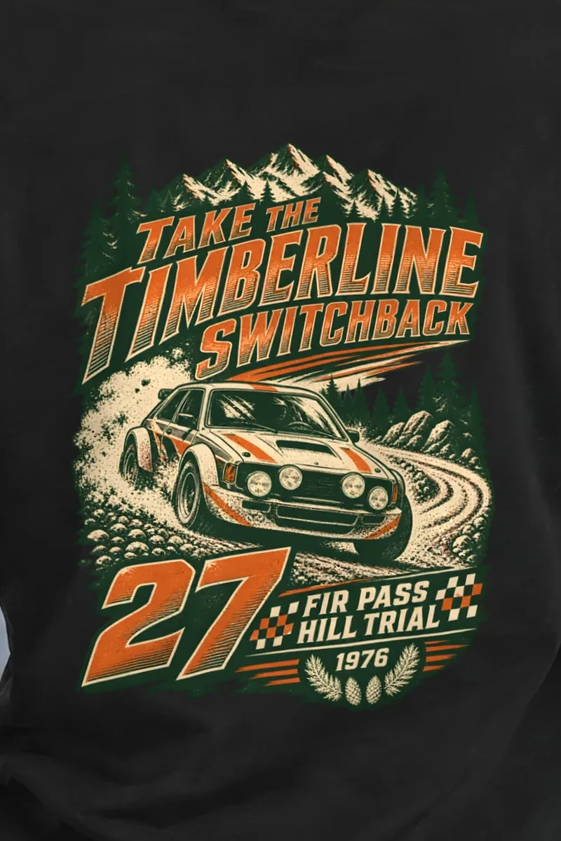 "Take the Timberline Switchback" Heavyweight Unisex Crewneck T-shirt - the graphic up close
