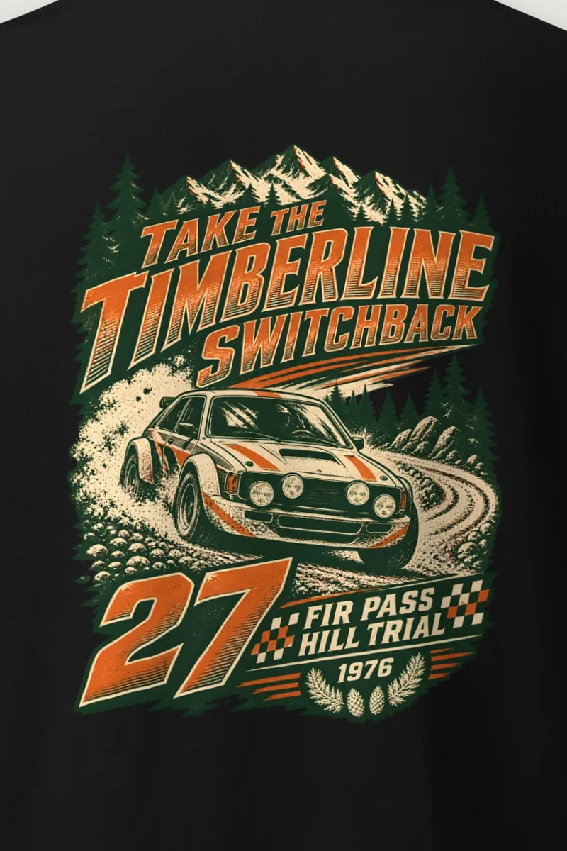 "Take the Timberline Switchback" Heavyweight Unisex Crewneck T-shirt - the graphic up close