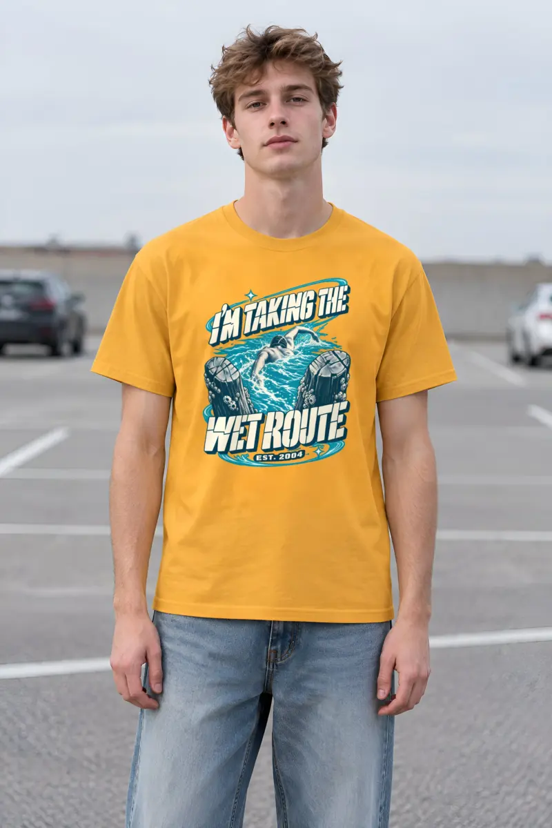 "Taking The Wet Route" Heavyweight Unisex Crewneck T-shirt