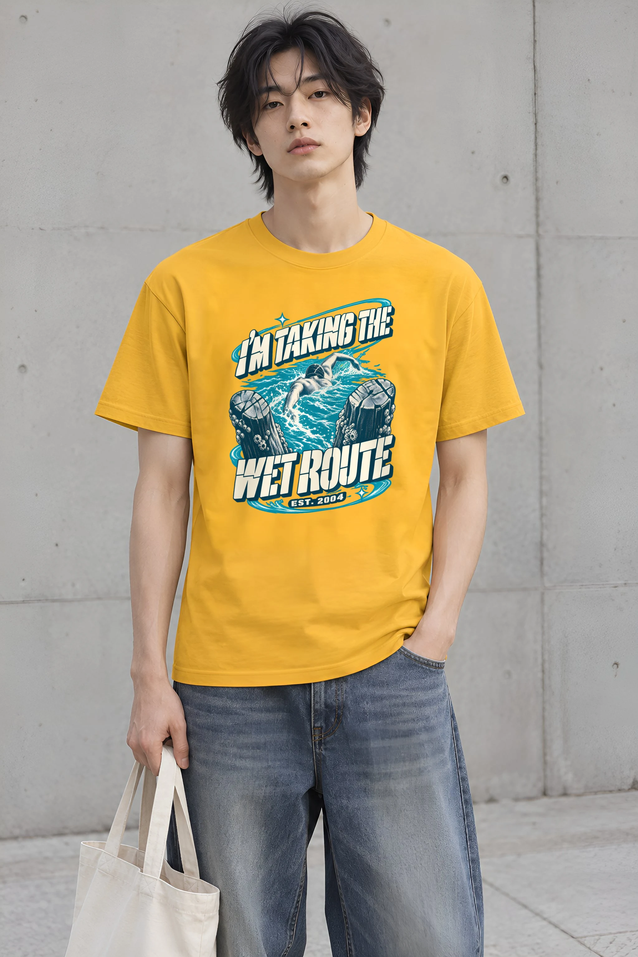 "Taking The Wet Route" Heavyweight Unisex Crewneck T-shirt