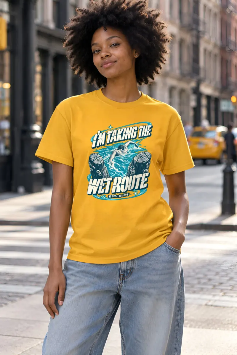 "Taking The Wet Route" Heavyweight Unisex Crewneck T-shirt
