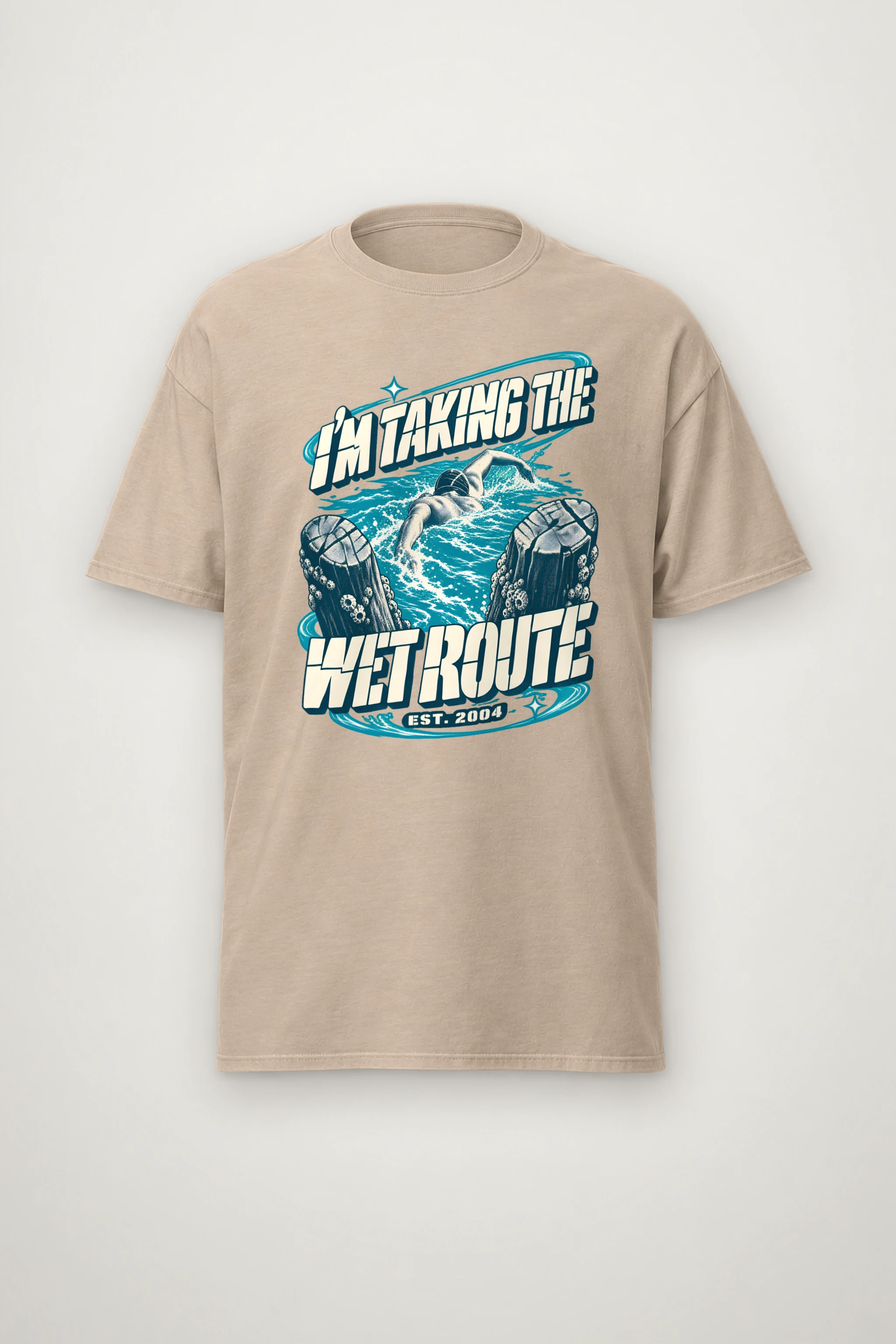 "Taking The Wet Route" Heavyweight Unisex Crewneck T-shirt