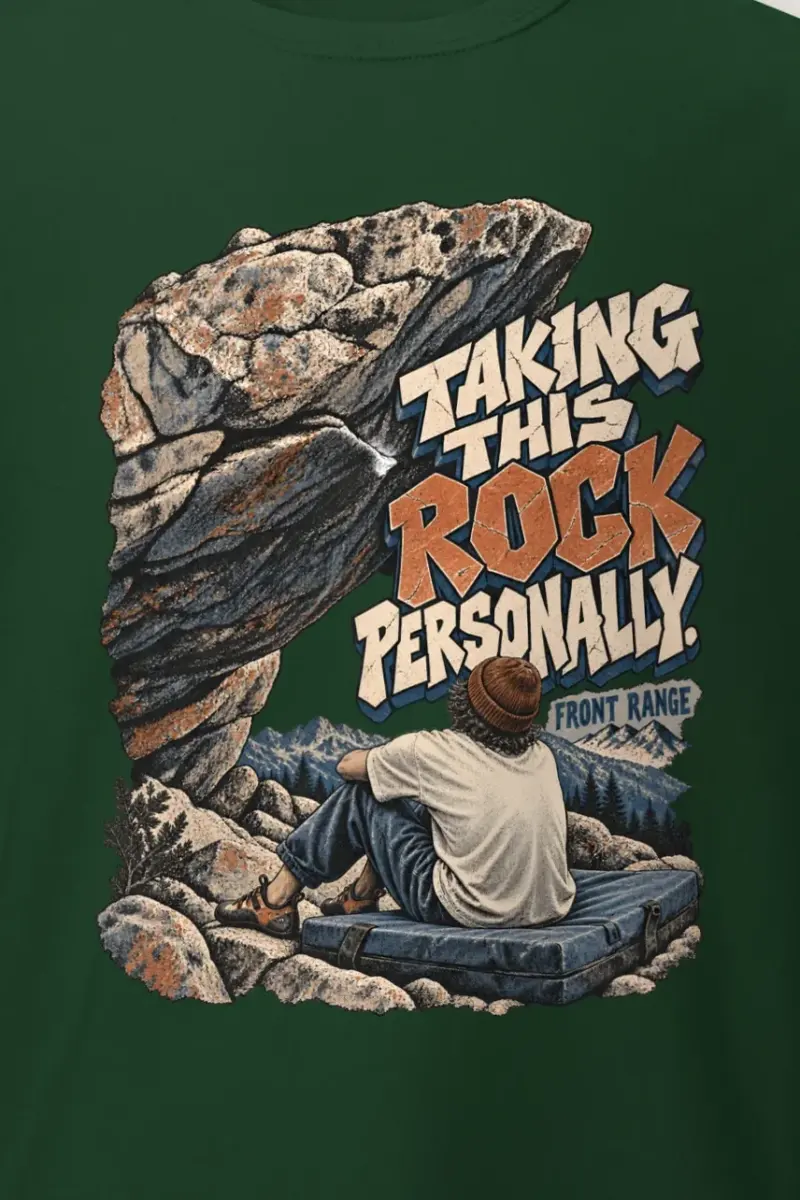 "Taking This Rock Personally" Heavyweight Unisex Crewneck T-shirt - the graphic up close
